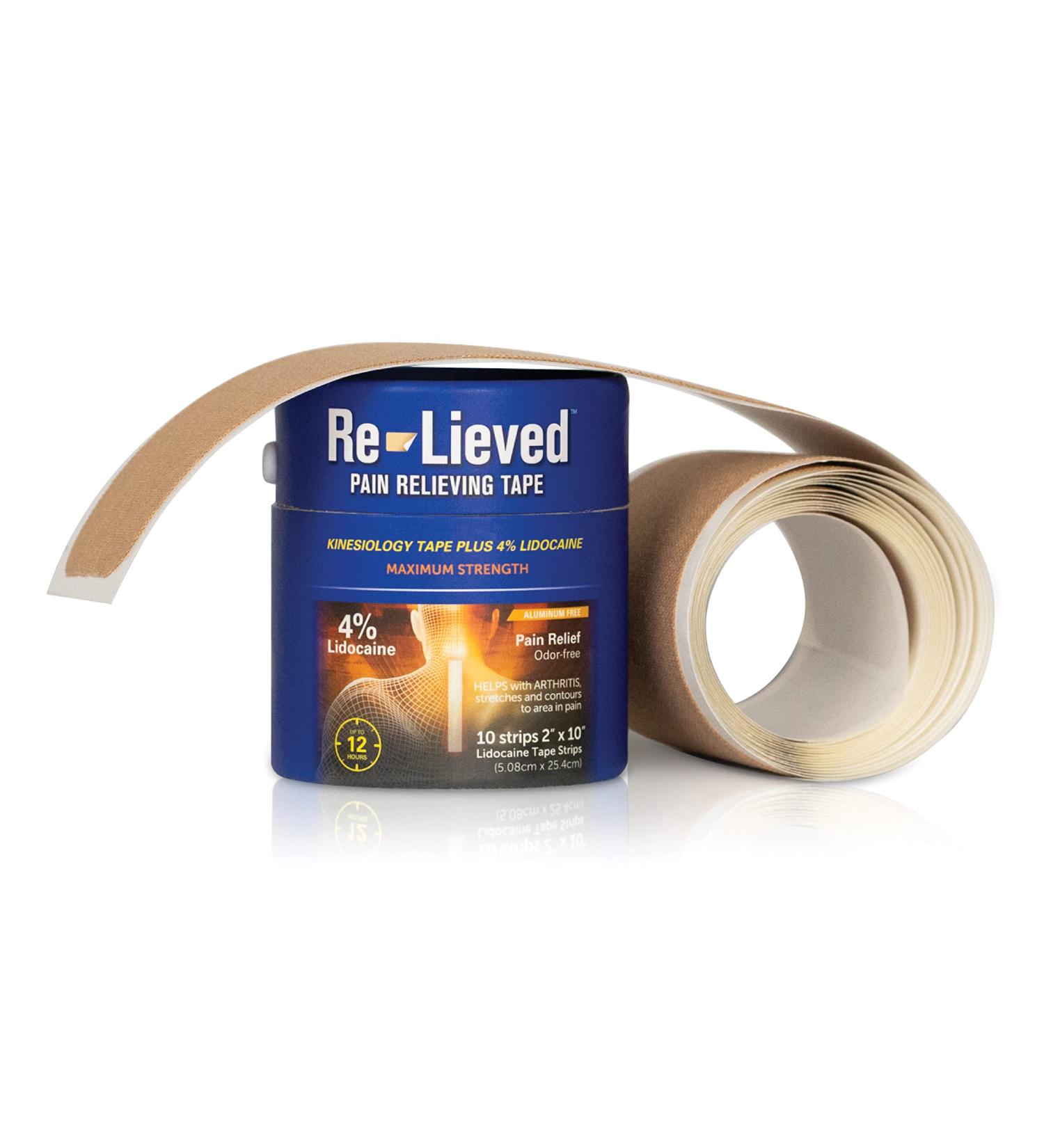 Re-Lieved 4% Lidocaine Pain Relief Wrap - Back, Joint & Muscle Pain Relief - Superior Sticking, Water-Resistant - 2 x 10 Strips, USA Made - Buy Online on GoSupps.com