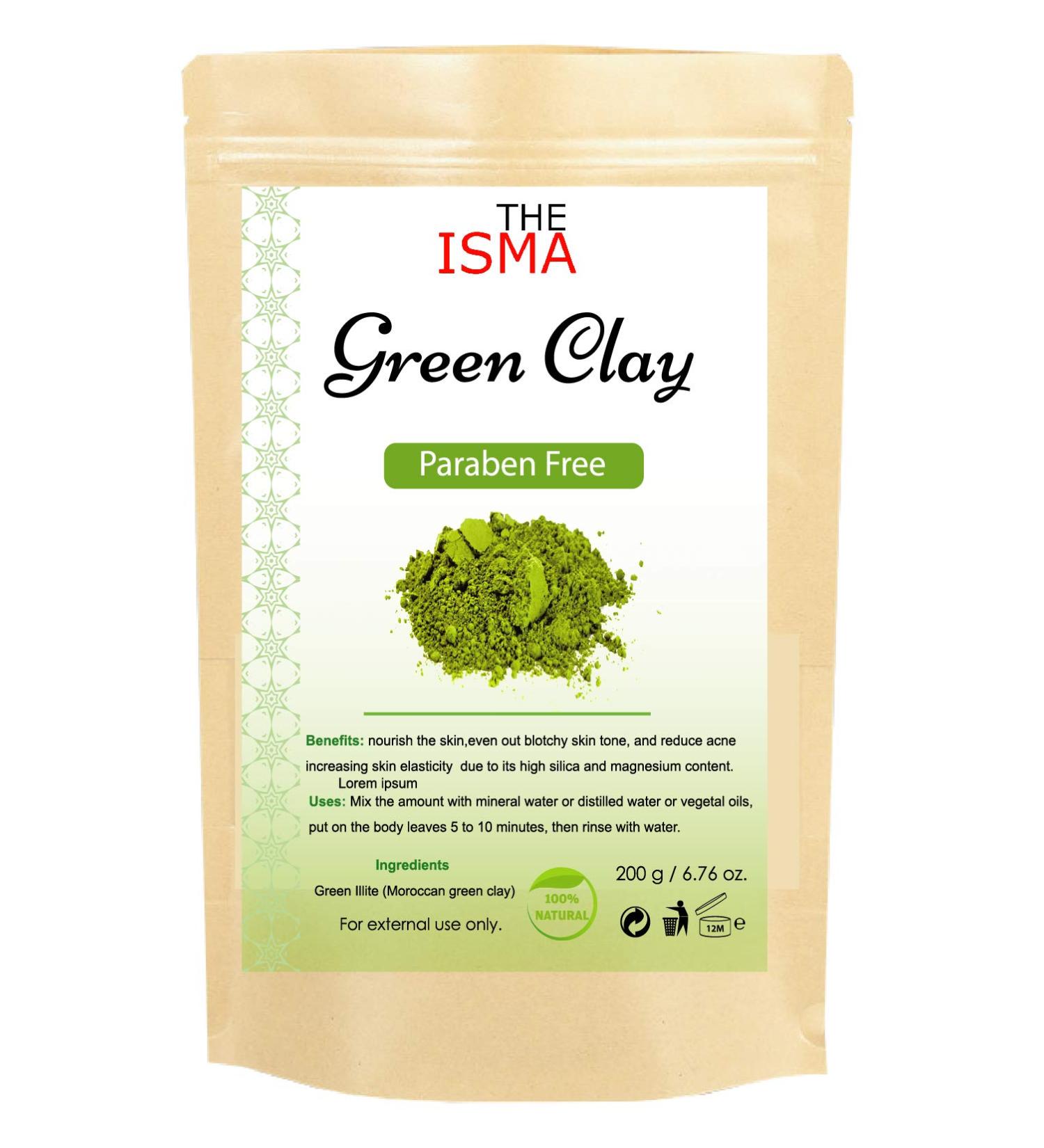  THE ISMA 100% Natural Kaolin Clay Facial Mask Paraben-Free Deep Pore Cleansing (200g Bag Green) - Buy Online on GoSupps.com