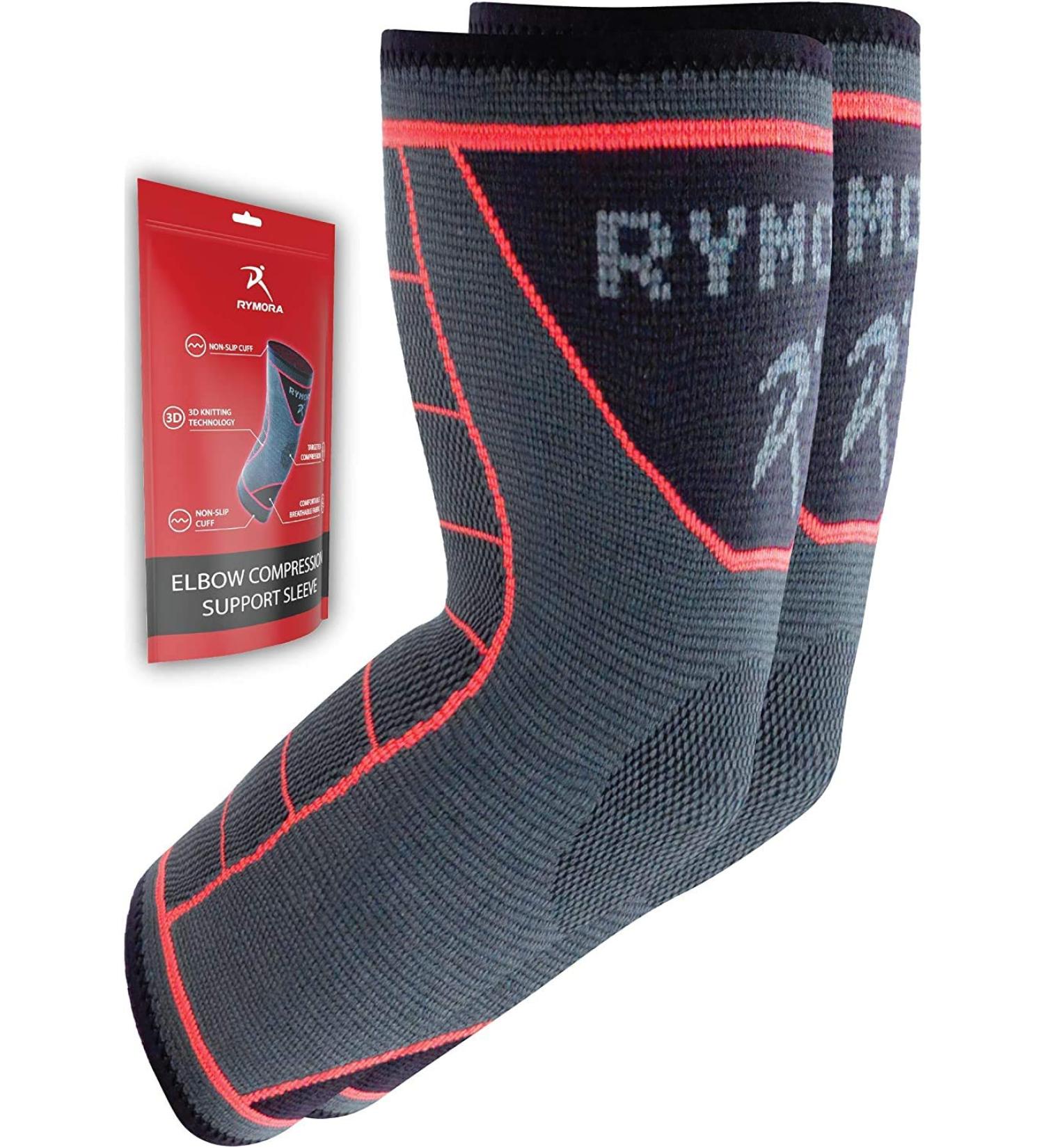 Rymora Elbow Brace Support Sleeve - Reduce Joint Pain - Suitable for Weightlifting - Slate Grey - Pair for Men and Women - Buy Online on GoSupps.com