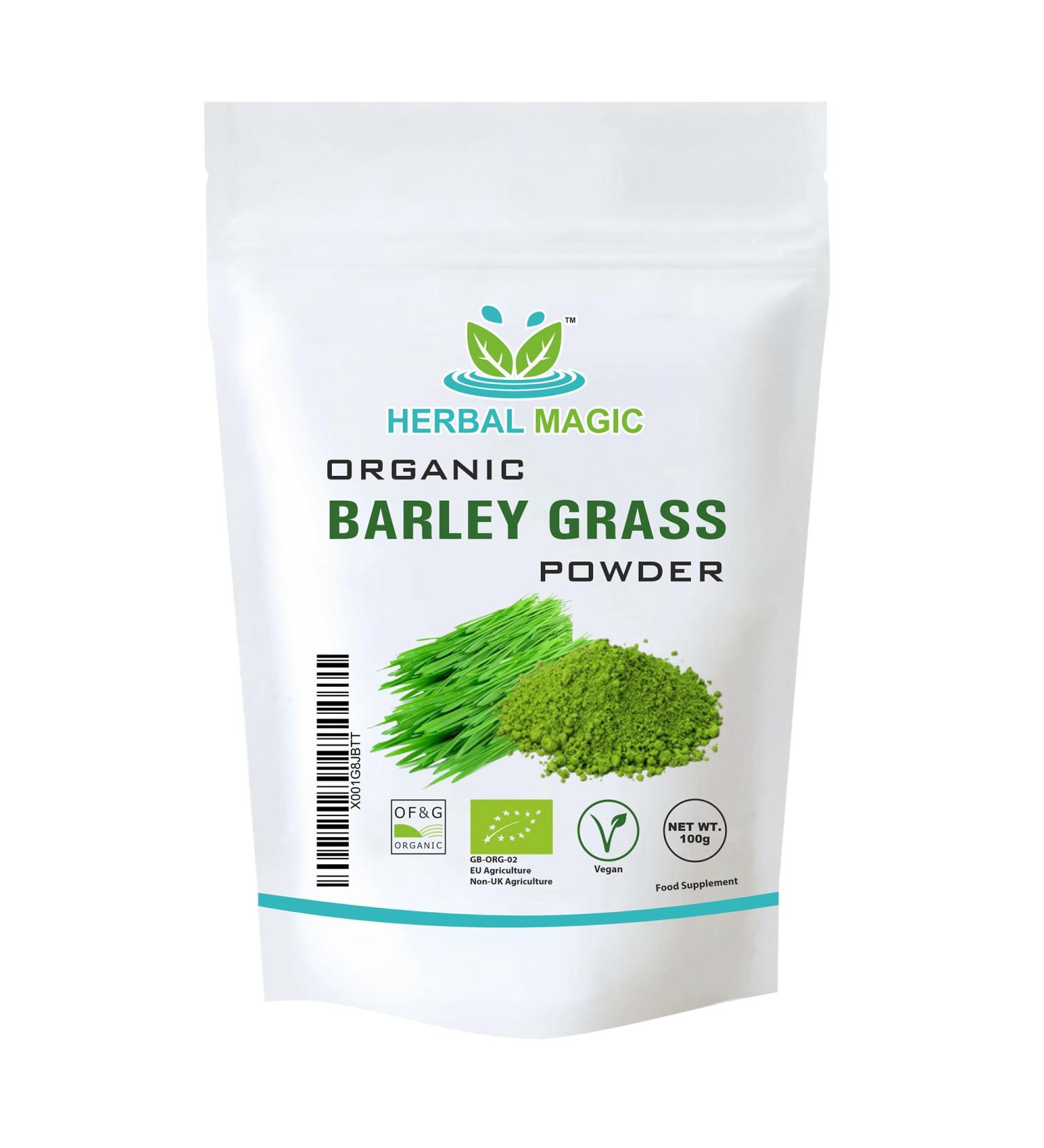 Herbal Magic Organic Barley Grass Powder 100g - Delicious & Nutritious Superfood for Smoothies & Recipes - Buy Online on GoSupps.com