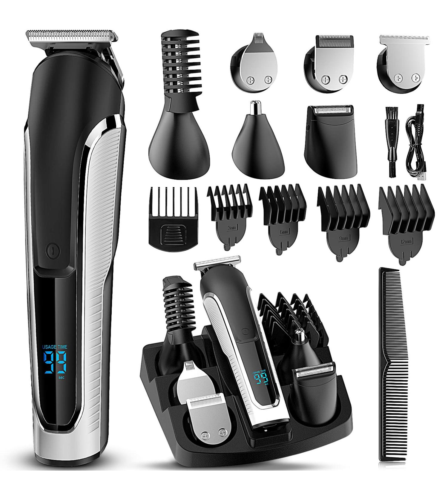 Lopeie Rechargeable Beard Trimmer for Men - All in One Cordless Grooming Kit - IPX7 Washable Clippers for Beard, Face, Nose - Fathers Day Gift - White - Buy Online on GoSupps.com