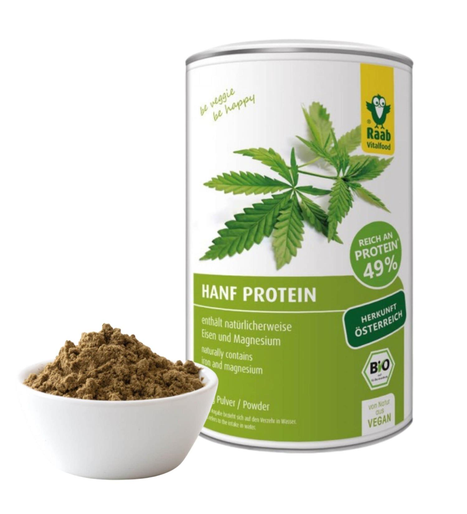 Raab Vitalfood Organic Hemp Protein 500g | Pure Plant-Based Protein Powder | 49% Protein | Vegan & Gluten-Free Shake - Buy Online on GoSupps.com