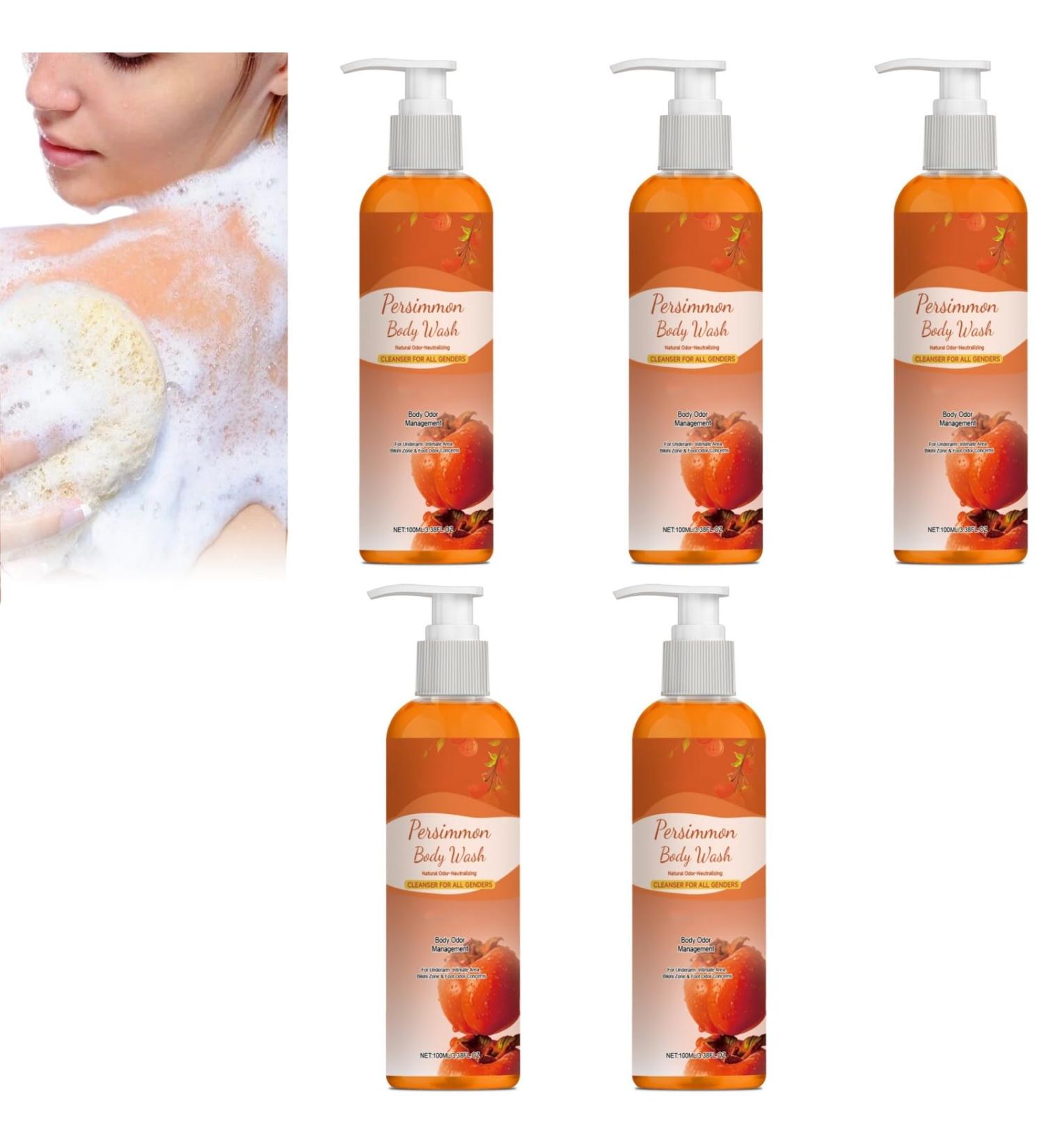  ZHJZGS Persimmon Body Wash - Natural Odor Removal Body Wash 100ML / 3.38FL.OZ gentle unisex formula for all skin areas deep cleansing and odor control (5PCS) - Buy Online on GoSupps.com