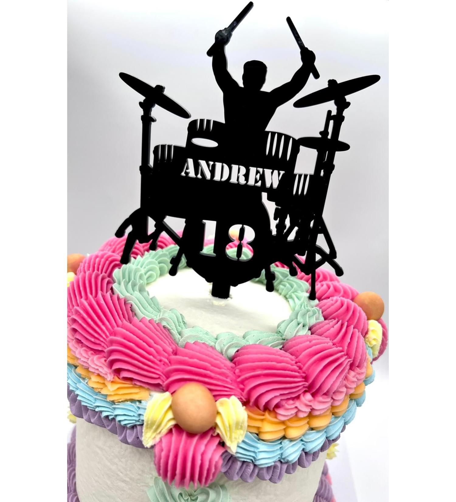 Personalised Drummer Cake Topper Acrylic Cake Topper