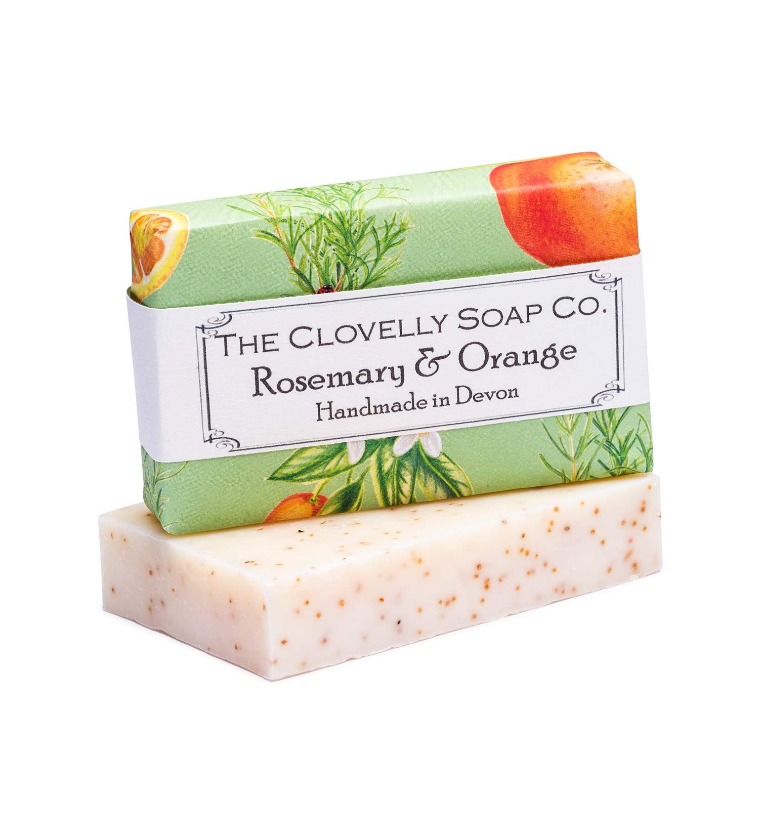Clovelly Soap Co Natural Handmade Exfoliating Soap Bar with Rosemary & Orange for all Skin Types 100g - Buy Online on GoSupps.com