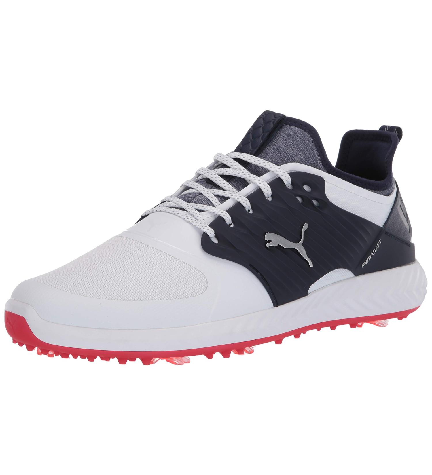 PUMA Ignite Pwradapt Caged Golf Shoe 10.5 - White/Silver/Peacoat - Buy Online on GoSupps.com