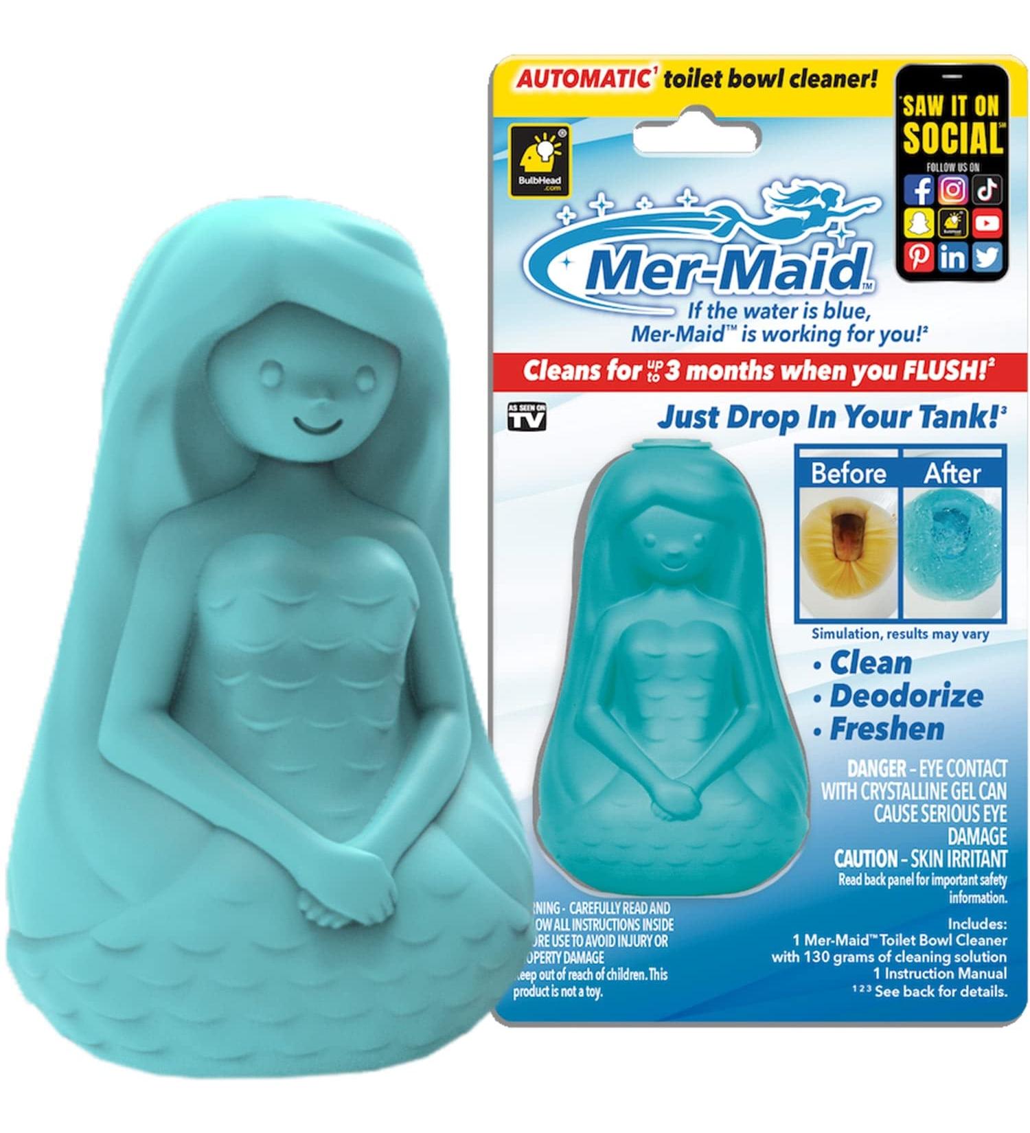 Mer-Maid Automatic Toilet Bowl Cleaner | AS-SEEN-ON-TV | Cleans, Freshens, Deodorizes | Lasts Up to 3 Months | Ultra-Strength Concentrated Formula | Easy-to-Use | 4 In Blue - Buy Online on GoSupps.com