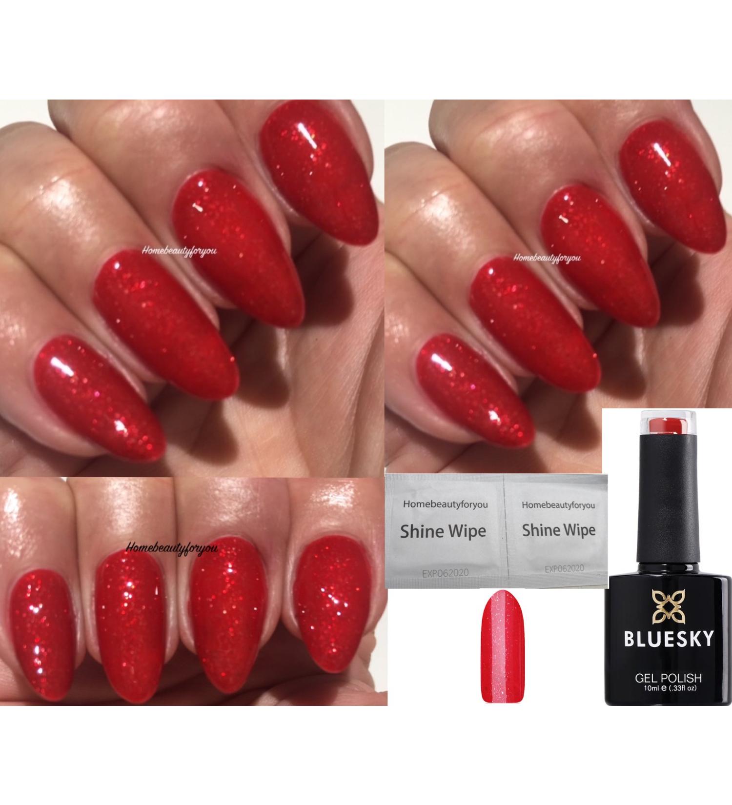Bluesky Gel Nail Polish RED Glitter Sparkle Christmas Color A01 UV LED Soak Off 10ml - Buy Online on GoSupps.com
