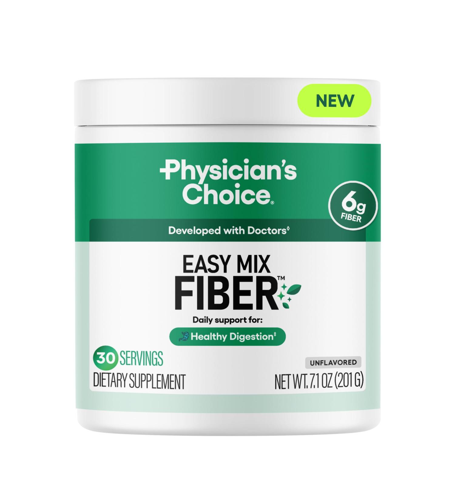 Physician's CHOICE Easy Mix Fiber for Digestive Health & Regularity - No Grit Sugar Free & Tasteless - Daily Prebiotic Soluble Fiber Powder Supplement for Women and Men - Unflavored - 7.1oz Fiber Powder 7.1 Ounce (Pack of  - Buy Online on GoSupps.com