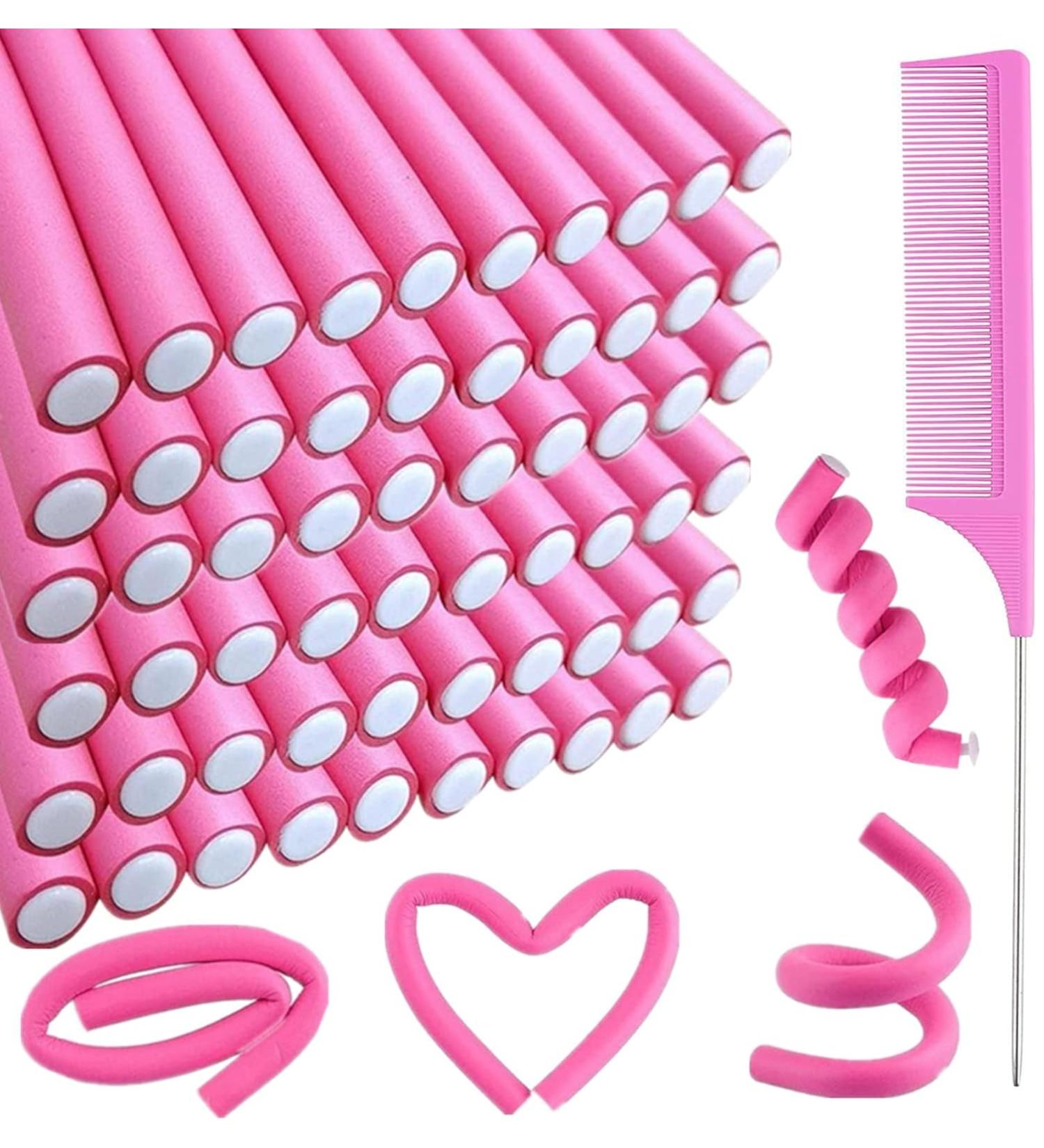 60PCS 9.45 Flexible Curling Rods Hair Rollers Set with Steel Pintail Comb - No Heat Hair Curlers for Short and Long Hair - Buy Online on GoSupps.com