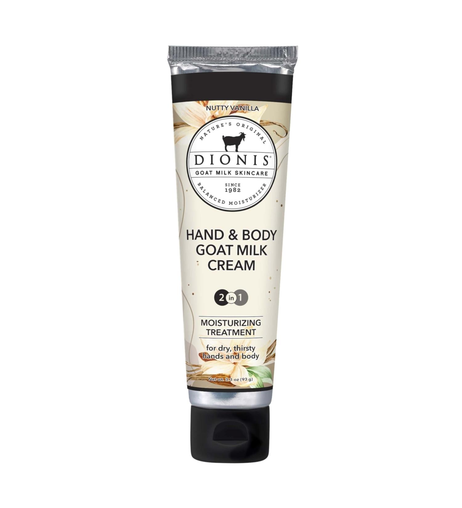 Dionis Goat Milk Nutty Vanilla Hand & Body Cream - Cruelty Free Travel Size | Hydrating Skincare for All Skin Types - Buy Online on GoSupps.com