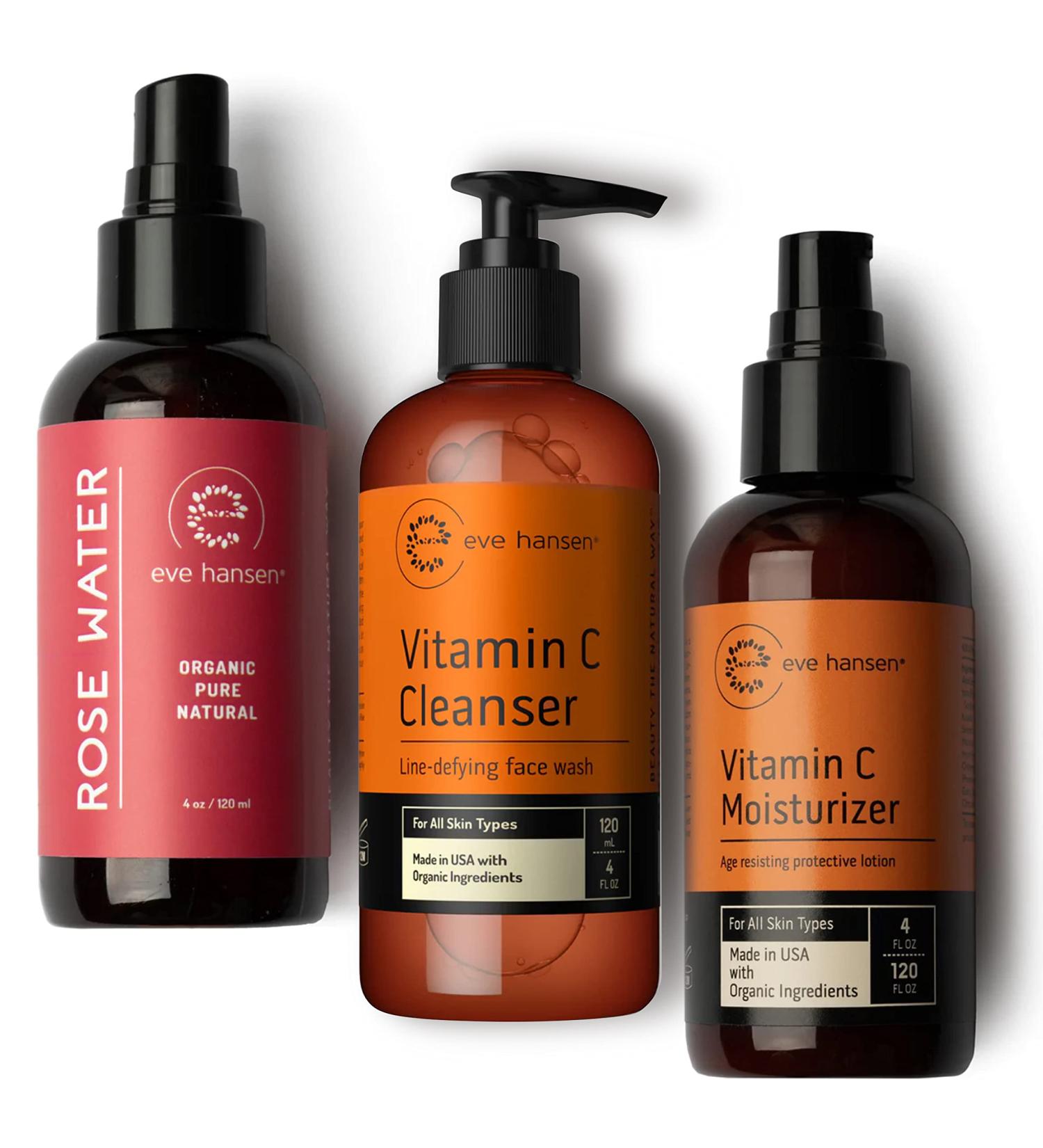 Eve Hansen Organic Rose Water - Vitamin C Cleanser - Vitamin C Face Moisturizer - Buy Online on GoSupps.com