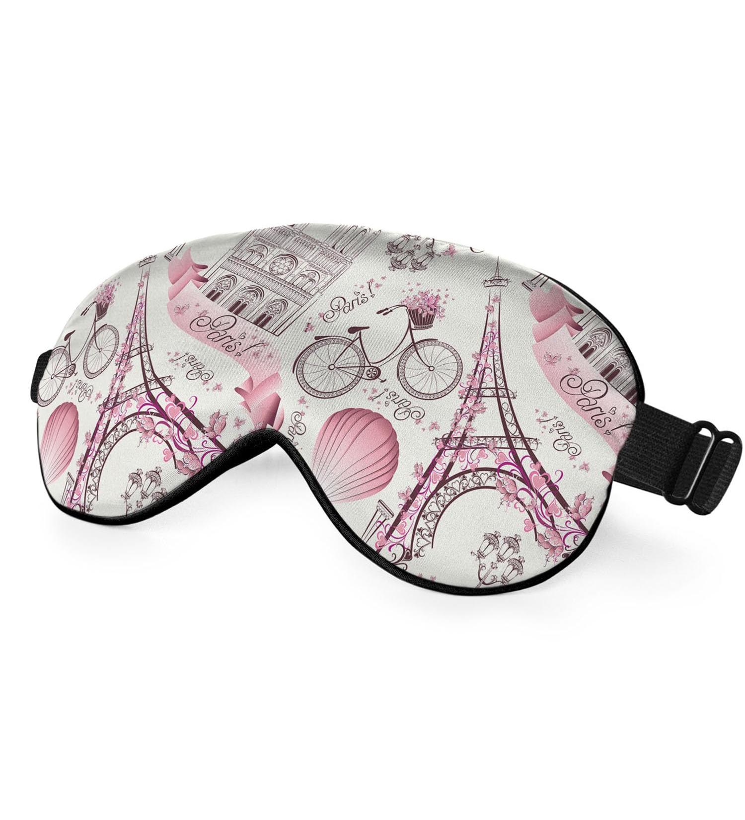 Paris Symbols Sleep Mask - Pink Light Blocking Adjustable Eye Mask for Women | Perfect for Travel & Deep Rest - Buy Online on GoSupps.com