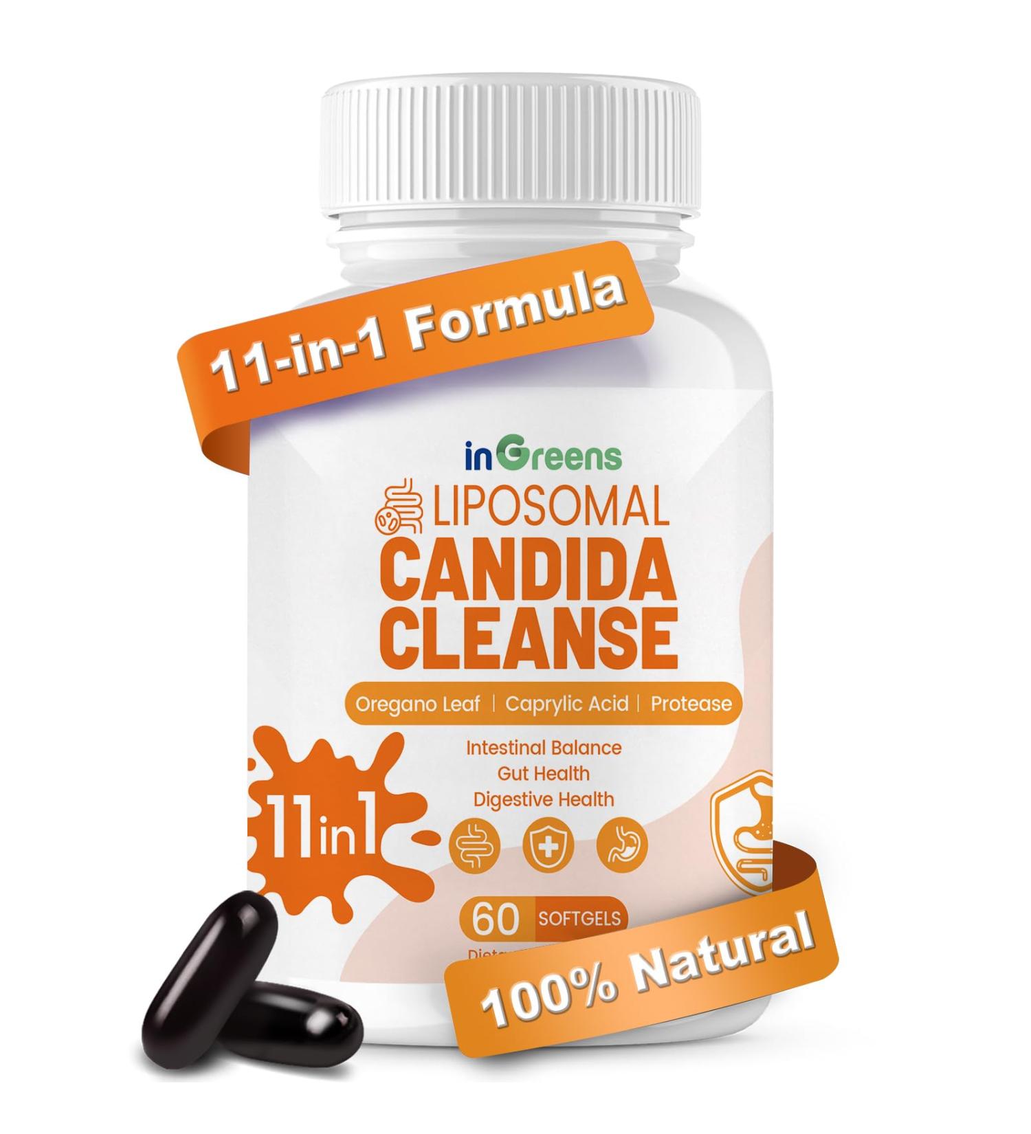 11-in-1 Candida Support Supplement, Antifungal Overgrowth, Intestinal Detox & Gut Health for Women & Men, Balance Probiotic, Natural Herbal Oregano & Caprylic Acid Softgels, 60 Count 60 Count (Pack of 1) - Buy Online on GoSupps.com