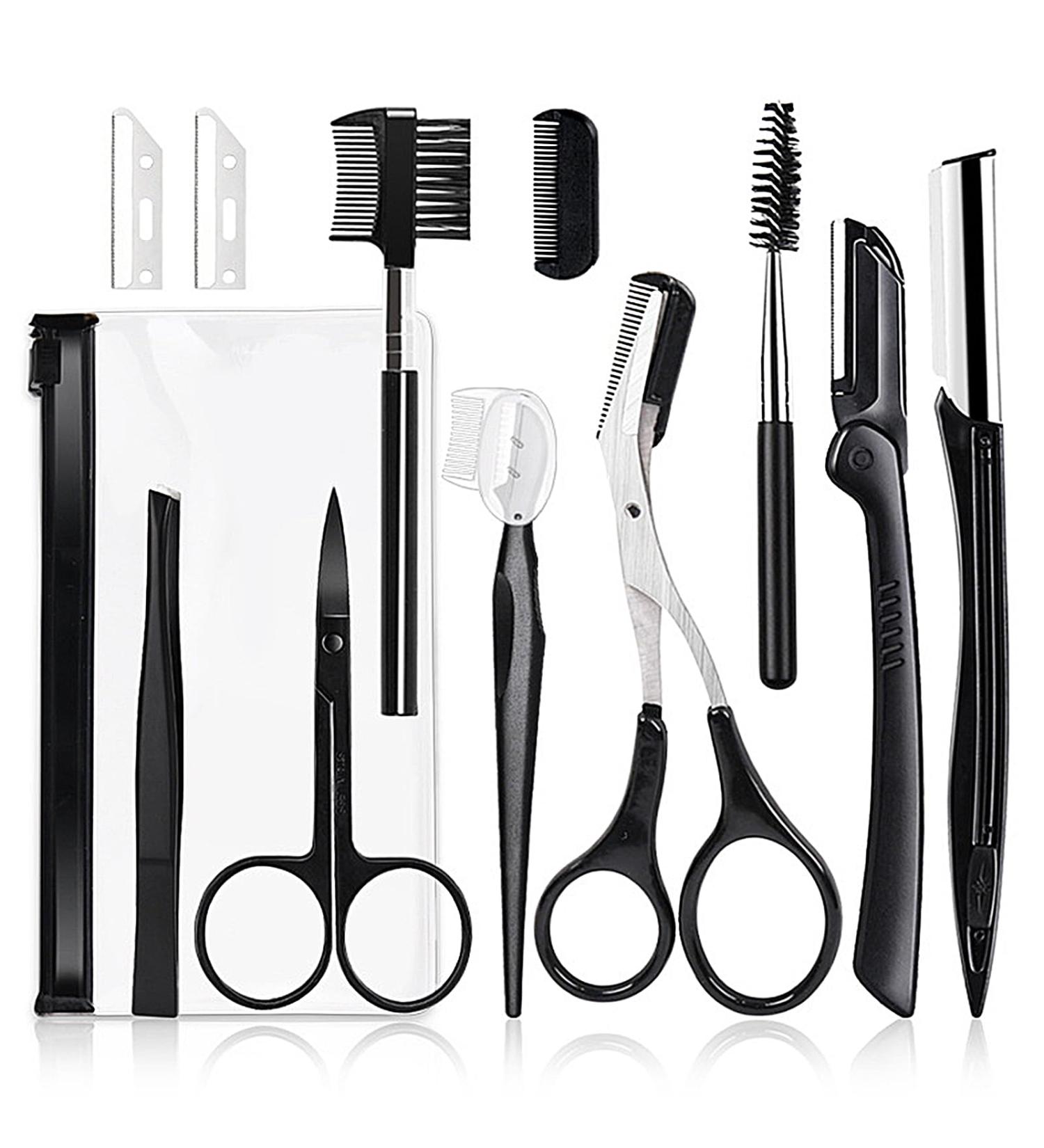 11PC Eyebrow Grooming Set - Tweezers Razors Brushes & Scissors for Perfect Eyebrow Shapes | International Shipping Available - Buy Online on GoSupps.com