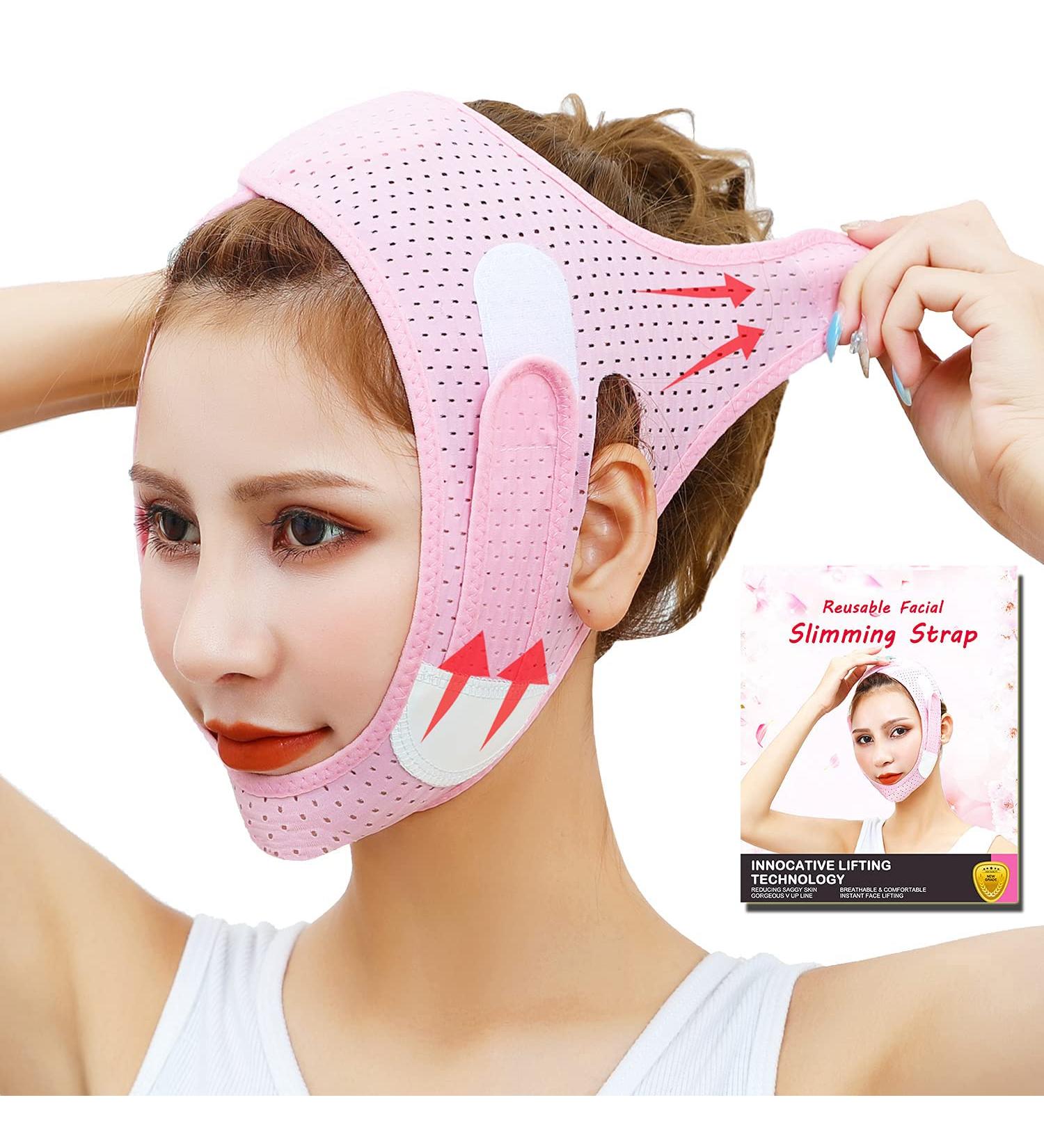 Face Slimming Strap Double Chin Reducer V Shaped Mask Chin UP Face Lifting Belt for women Anti- Wrinkle Face Mask Lifting Bandage for Shaggy Skin- COOLWAS - Buy Online on GoSupps.com