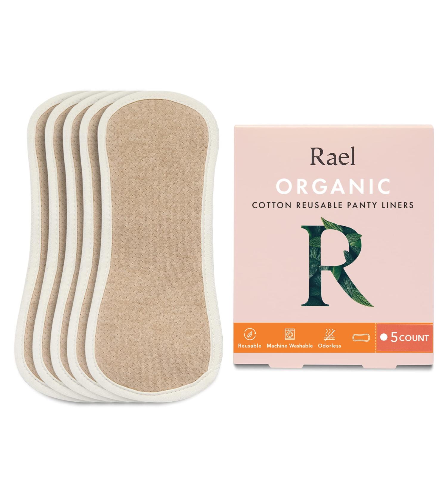 Rael Reusable Organic Cotton Panty Liners - Washable, Soft, and Thin - Pack of 5 Brown Liners - Buy Online on GoSupps.com