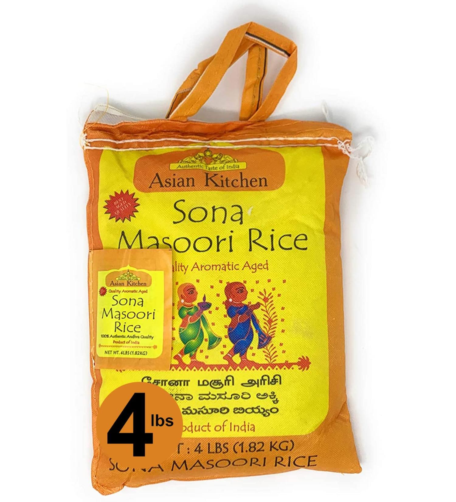 White Sona Masoori Aged Rice 4lbs - All Natural, Gluten Friendly, Vegan - Indian Origin, Export Quality - Buy Online on GoSupps.com
