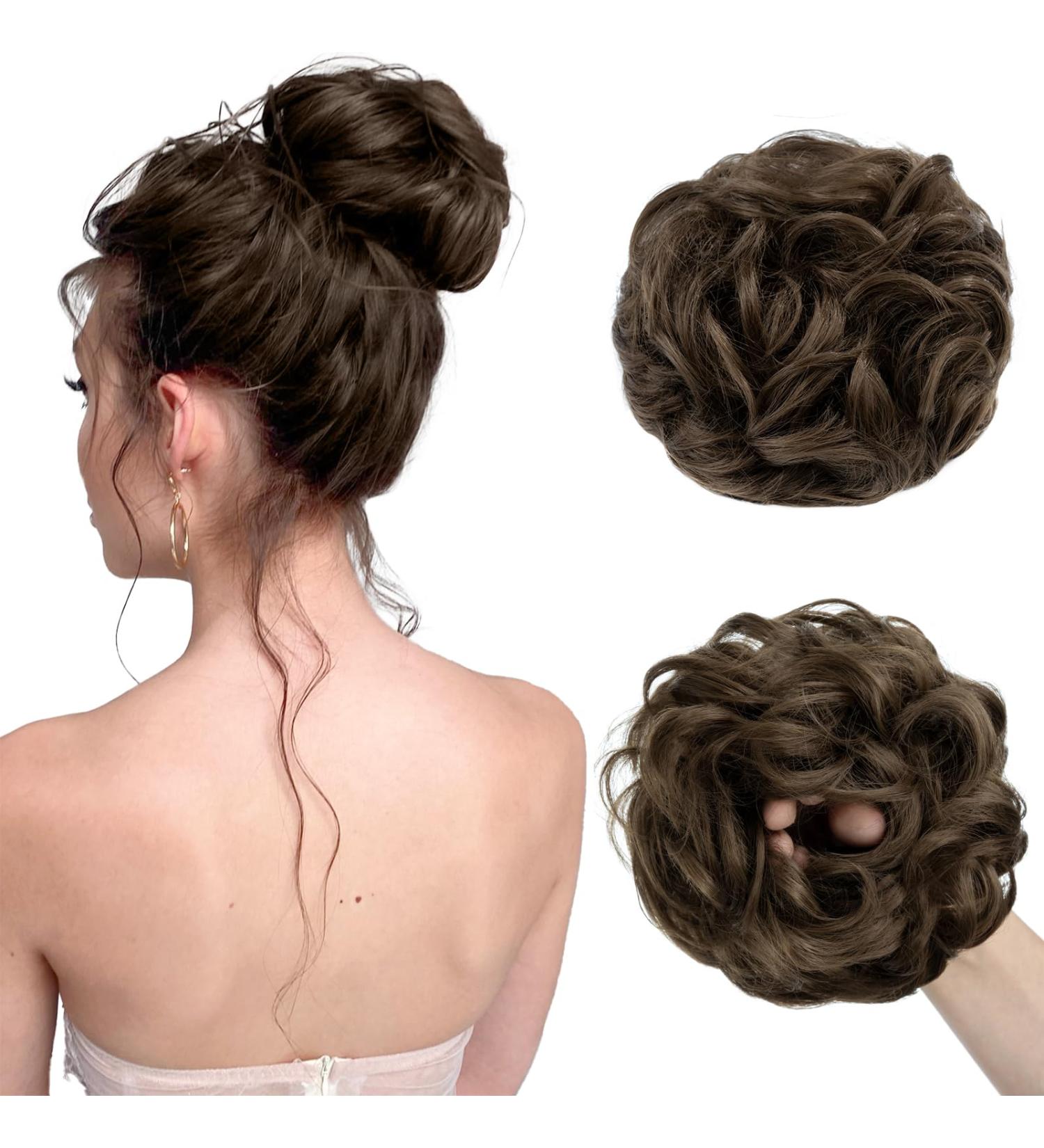 Haardutt Synthetic Hair Extensions - Tess Hair Part with Rubber Band 55g Ash Brown Large Bun Hair Tie for Women & Girls - Buy Online on GoSupps.com