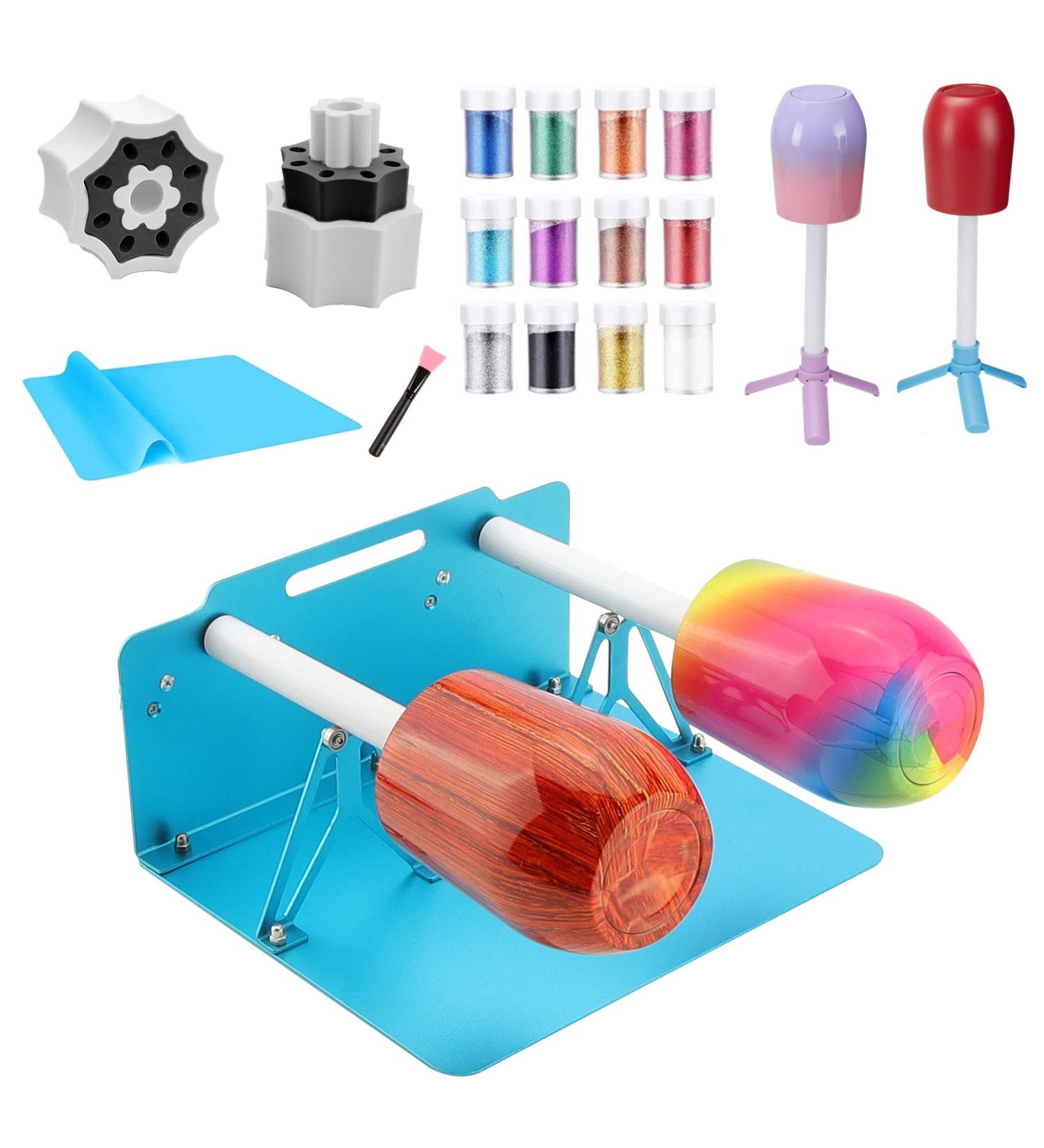 Double Cup Turner Kit for Tumbler Crafts - DIY Cuptisserie Spinner Machine (Double-Blue) - Buy Online on GoSupps.com