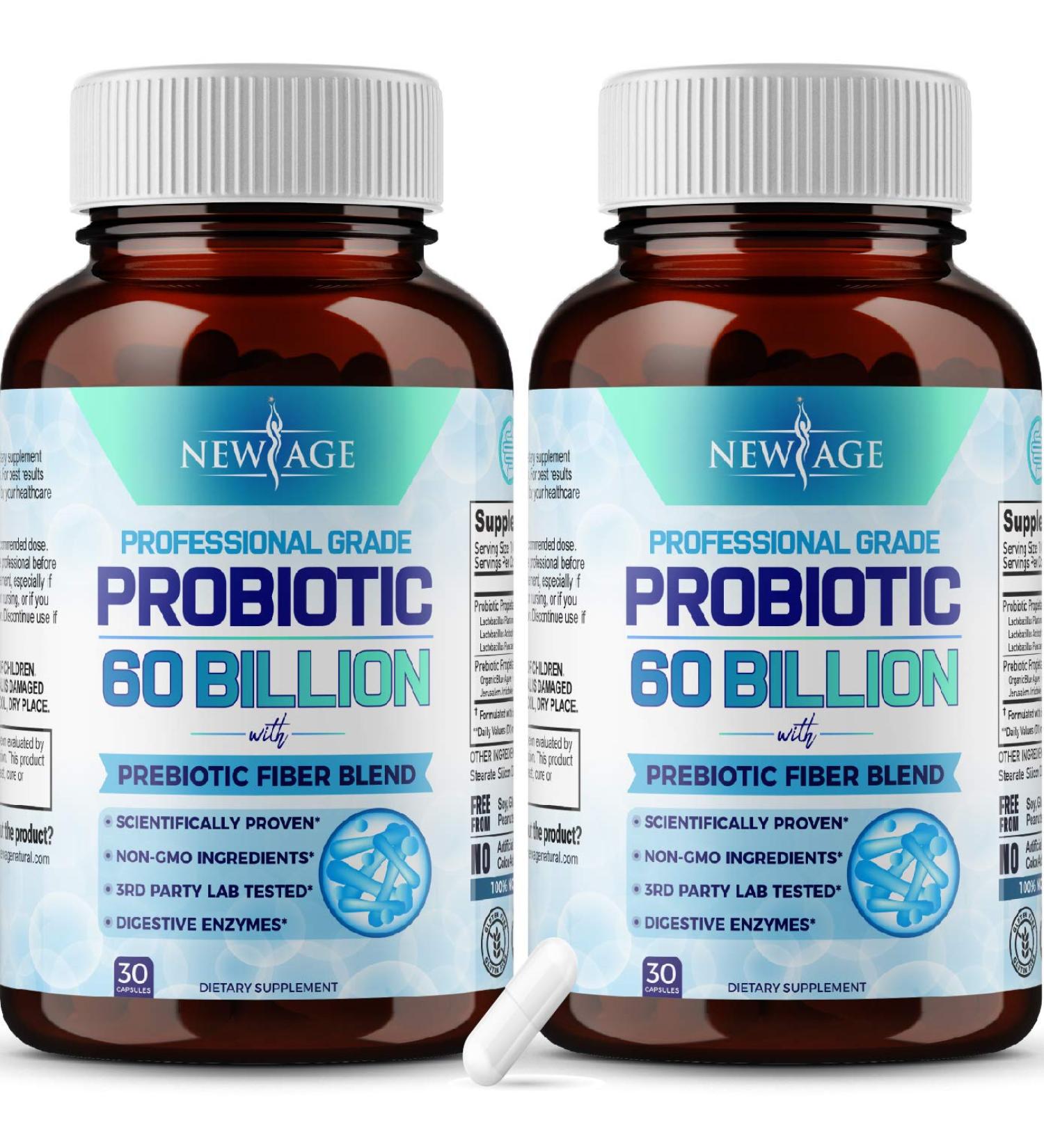 60 Billion CFU Probiotic with Prebiotic Formula - Natural Digestive Enzymes | For Women, Men, & Adults | Shelf Stable Supplement - Buy Online on GoSupps.com