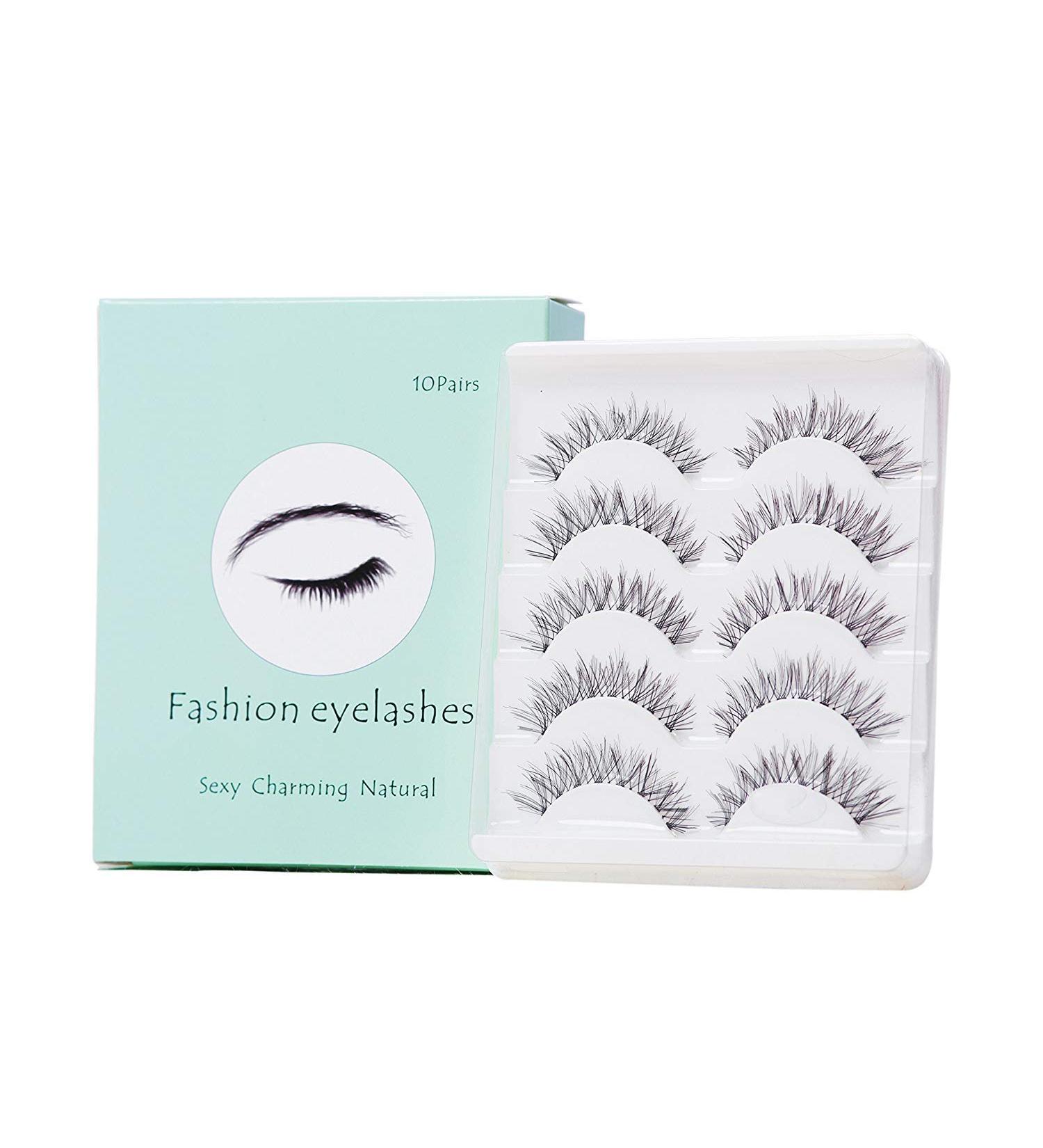 10 Pairs False Lashes Eyelashes Natural Look Handmade Crisscross 3D Reusable Black - Buy Online on GoSupps.com