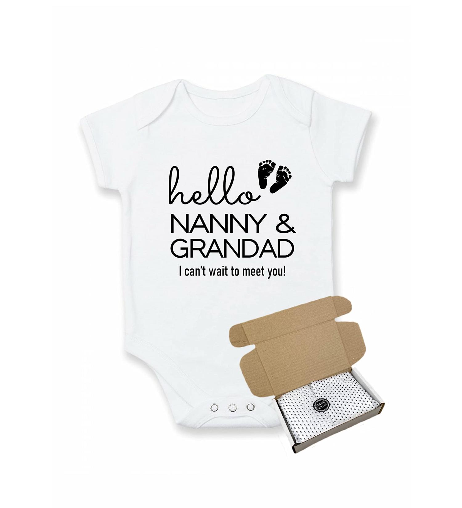 All About the Bump Baby Announcement Bodysuit - Nanny & Grandad Gift - 0 Months - Buy Online on GoSupps.com
