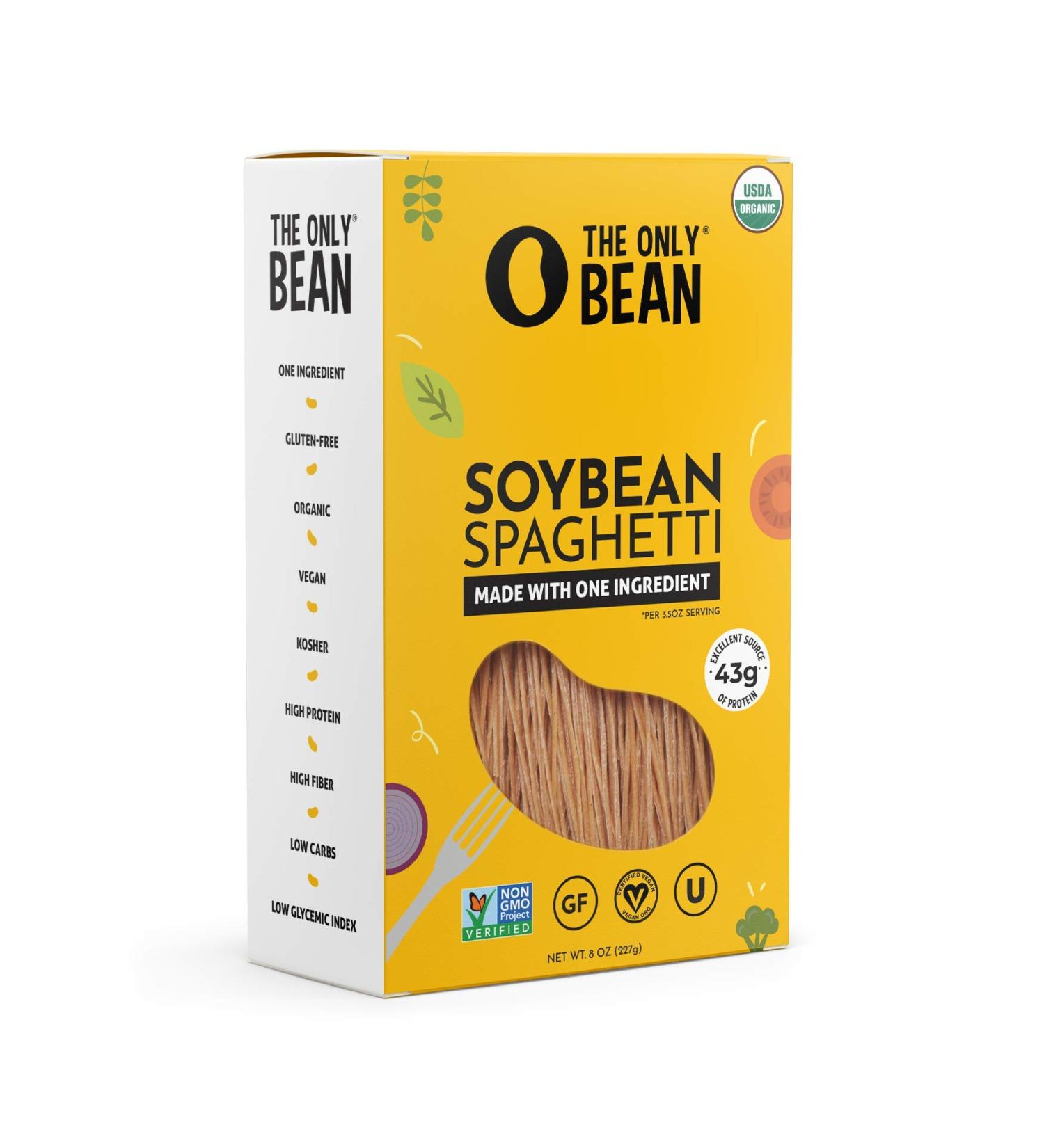 The Only Bean Organic Soy Bean Spaghetti Pasta - High Protein Keto Friendly Gluten-Free Vegan Non-GMO Kosher - 8 oz - Buy Online on GoSupps.com
