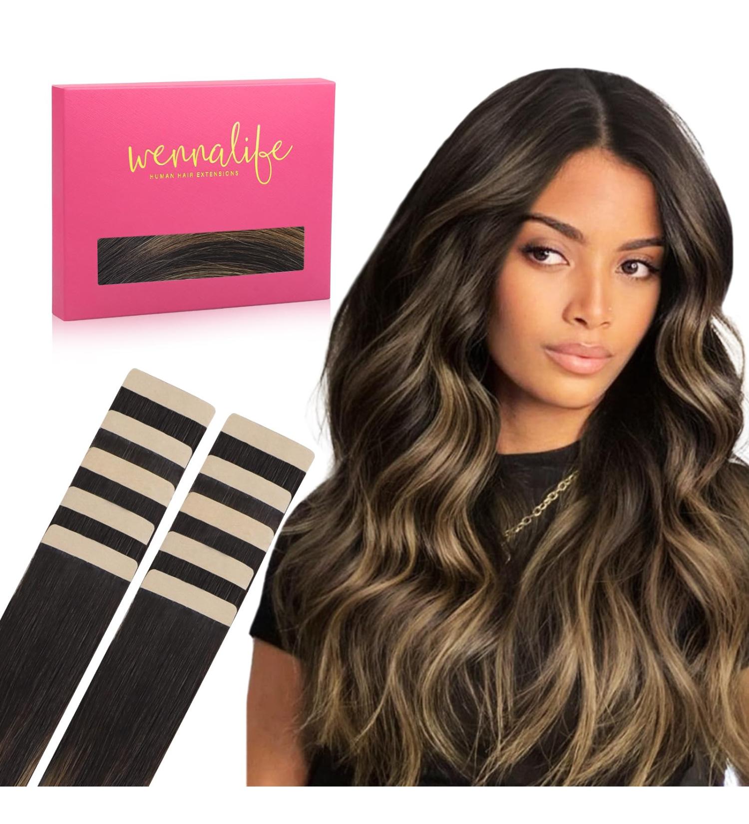 Real Hair Tape Extensions - Balayage Dark Brown to Chestnut Brown 10pcs 30g 55cm - Invisible Smooth Refills #2/6/2 - Buy Online on GoSupps.com