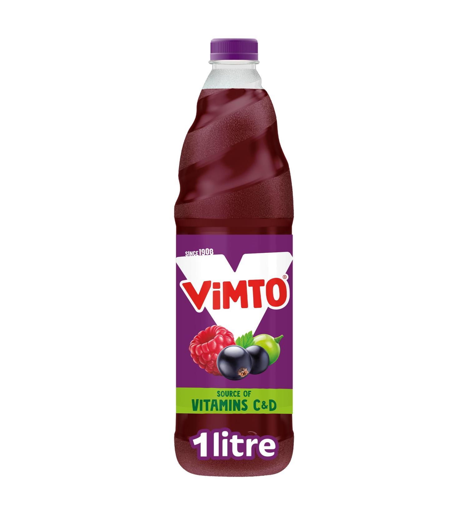 Vimto Real Fruit Squash Original 1 Litre Bottle - Blackcurrant, Grape & Raspberry Juice Cordial Drink - Buy Online on GoSupps.com