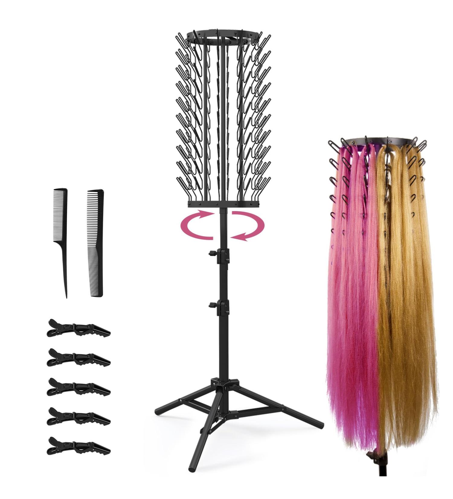 Sunnacate Height Adjustable Braiding Hair Rack 360 Rotatable Hair Rack with 120-Pegs Hair Divider Rack for Braiding Hair Extension Holder Stand for Stylists Braiding Supplies Tools Barber Shop - Buy Online on GoSupps.com