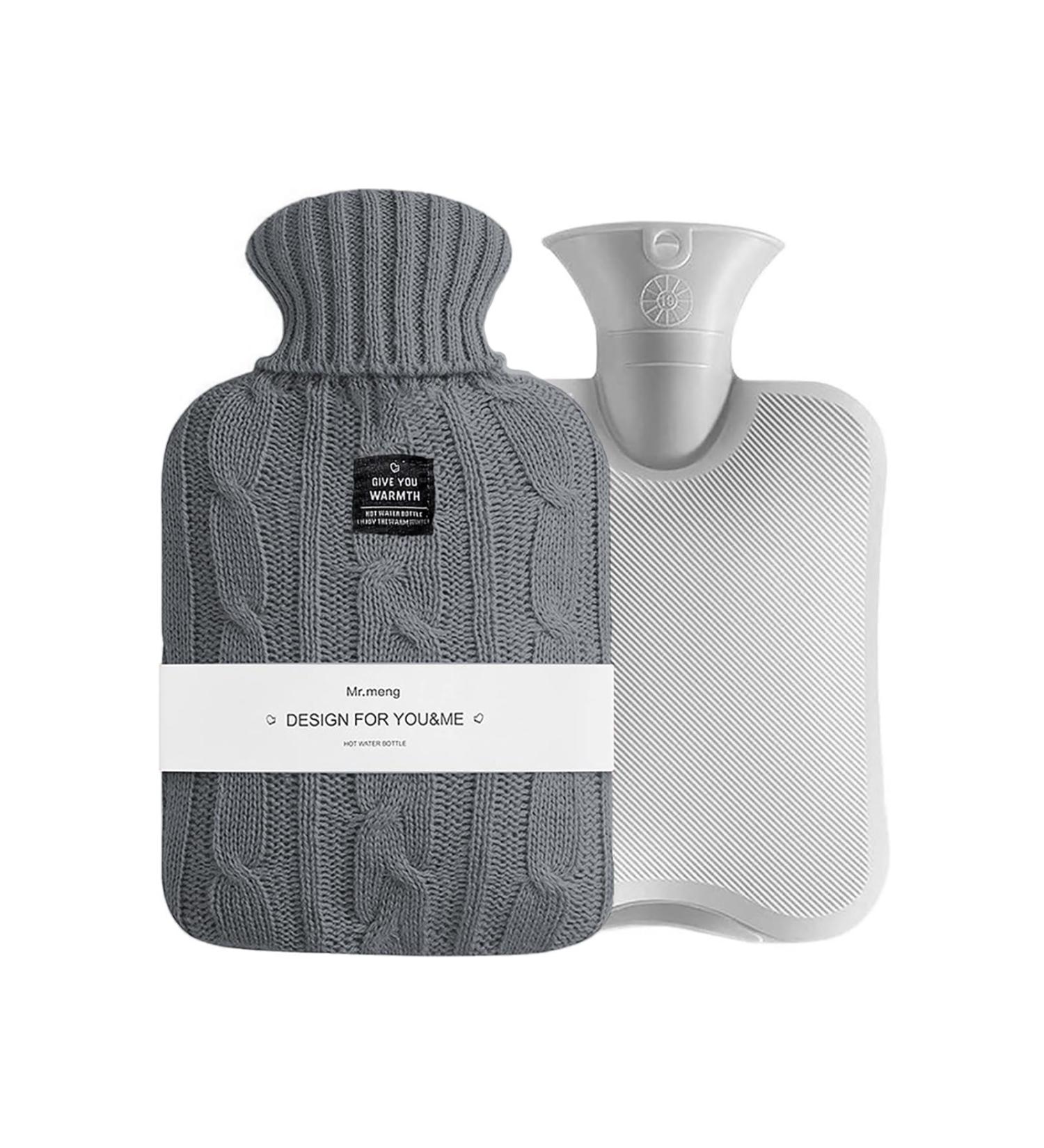 OliviaLiving Hot Water Bag Hot Water Bottle 2 Liters Heat Up and Refreezable Hot Cold Pack with Knit Cover for Pain Relief Hot Cold Therapy Dark Grey - Buy Online on GoSupps.com