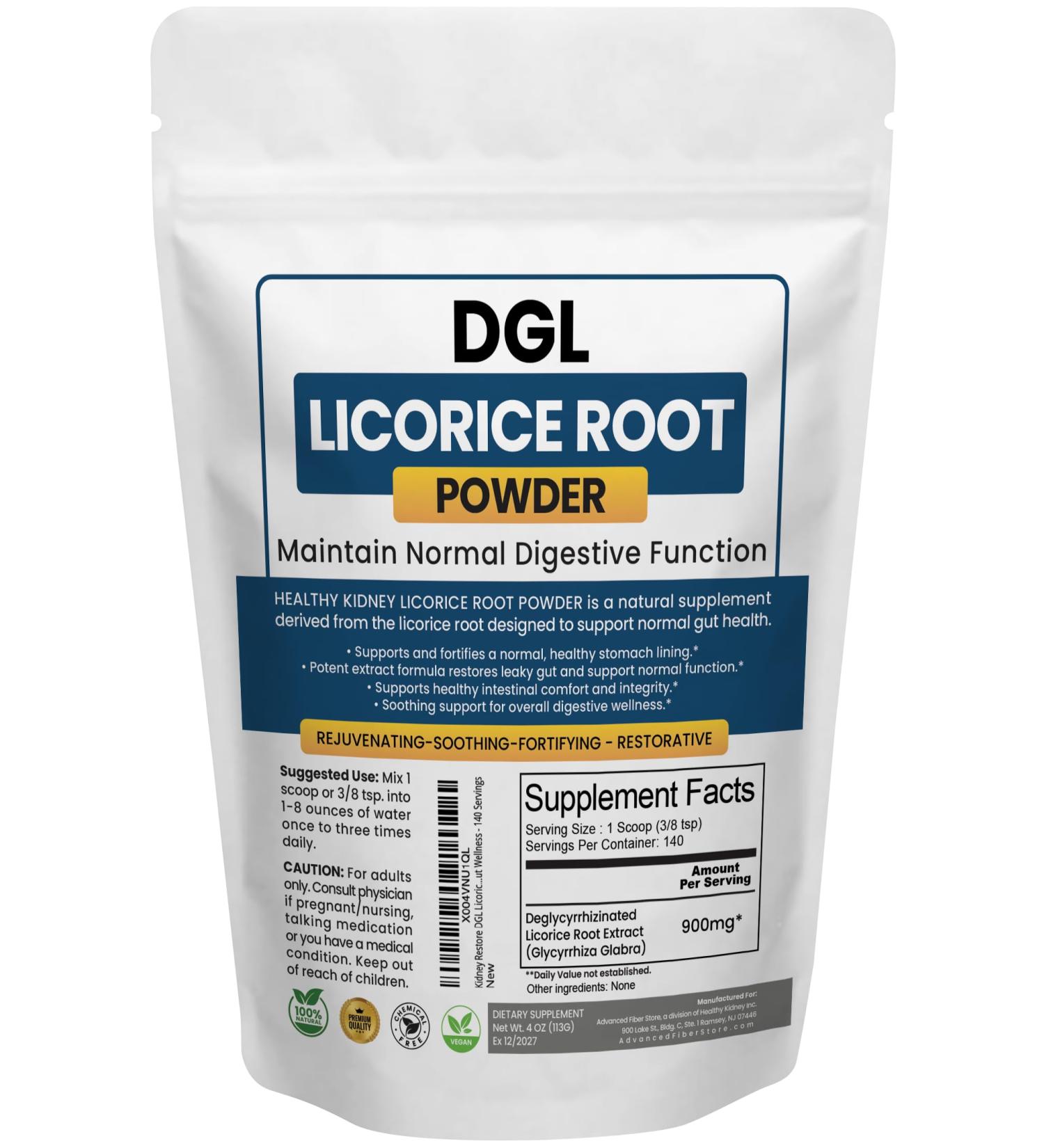 Kidney Restore DGL Licorice Root Powder Supplement - Made from Licorice Root Extract for Digestive Health and Gut Lining Support - Deglycyrrhizinated Mulethi Powder for Gut Wellness - 140 Servings 4 Ounce (Pack of 1) - Buy Online on GoSupps.com
