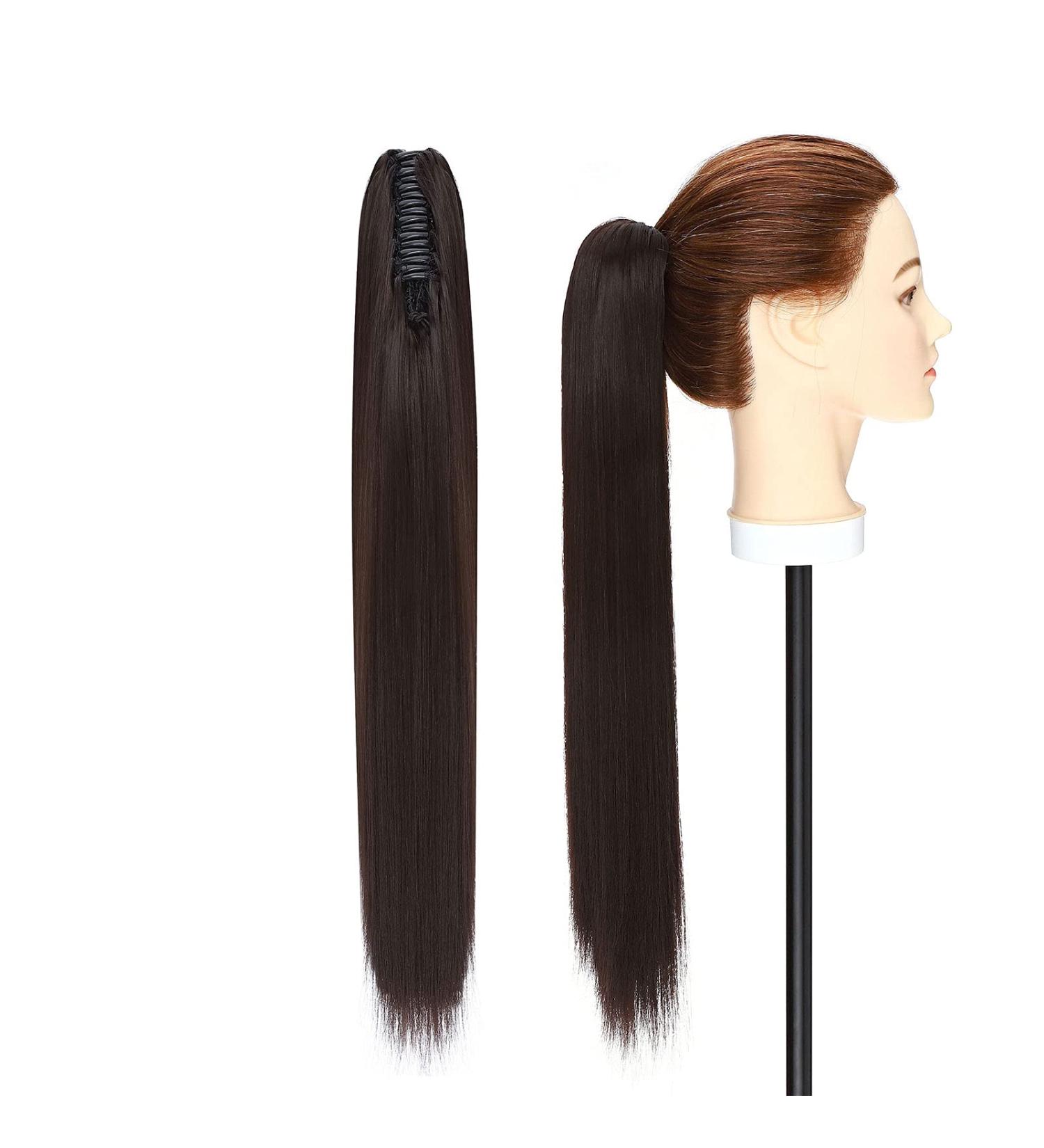 S-noilite 53cm Dark Brown Claw Ponytail Hair Extensions - Realistic Clip-In One Piece - Buy Online on GoSupps.com