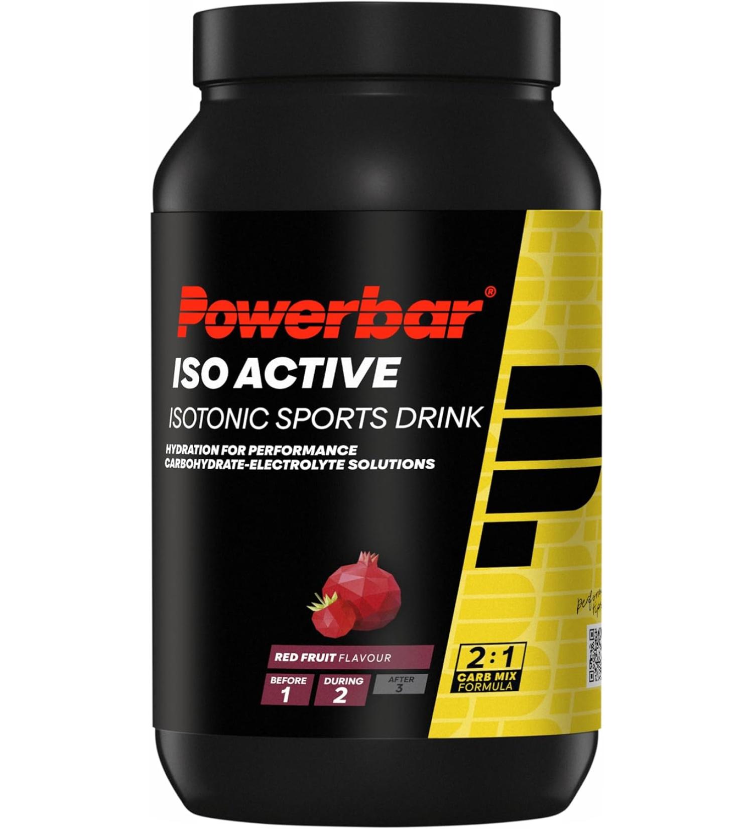 Powerbar Isoactive Red Fruit 1320g - Isotonic Sports Drink with 5 Electrolytes and C2MAX - 1.32 kg Pack - Buy Online on GoSupps.com
