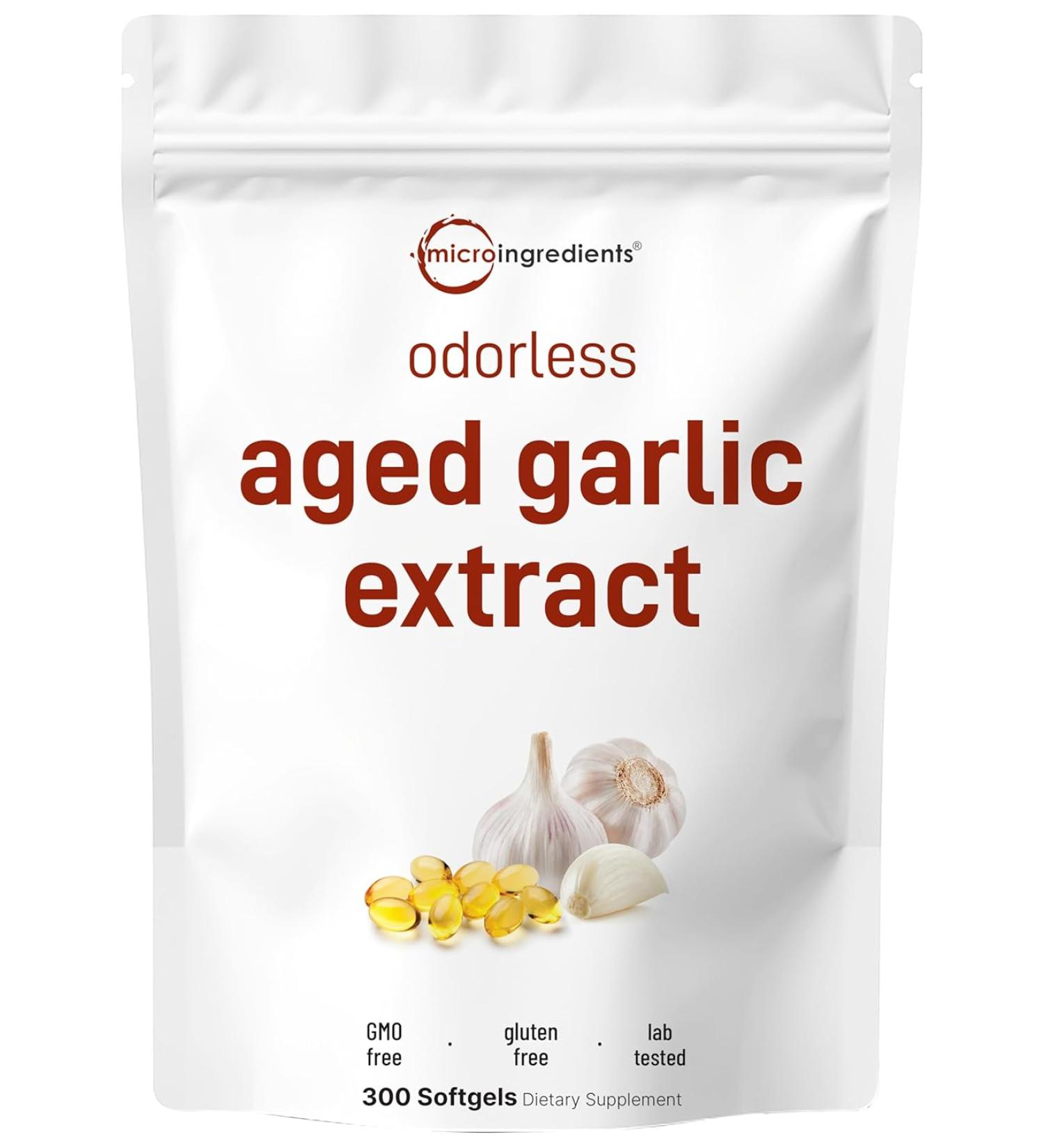 Micro Ingredients Odorless Aged Garlic 7500mg - 300 Softgels | Premium Garlic Supplement - Buy Online on GoSupps.com
