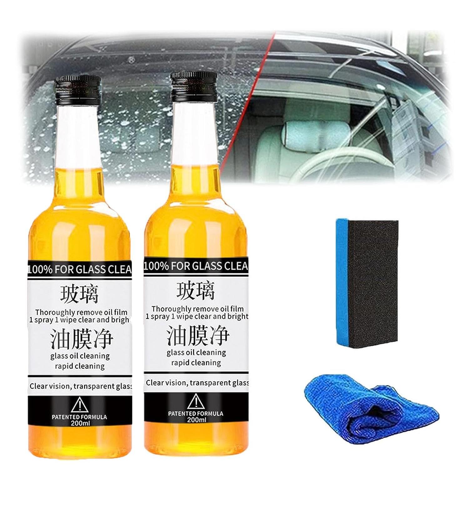 200ml Oil Film Remover for Glass Car Windshield Cleaner Automotive Glass Oil Film Cleaner Car Glass Oil Film Stain Removal Cleaner Quickly and Easily Restore Glass Clarity (2 Pcs) - Buy Online on GoSupps.com