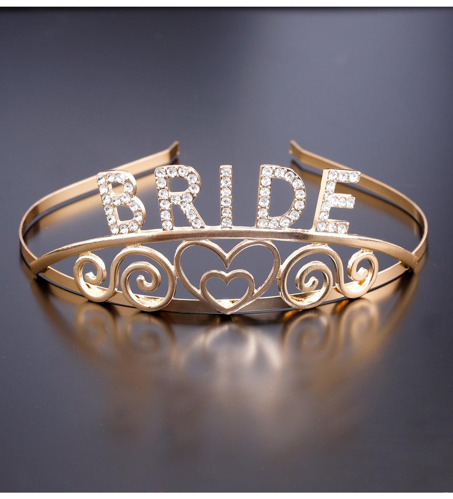 Daxi Bridal Tiaras - Sparkling Rhinestone Wedding Headband in Gold | Bridal Shower Crown - Buy Online on GoSupps.com