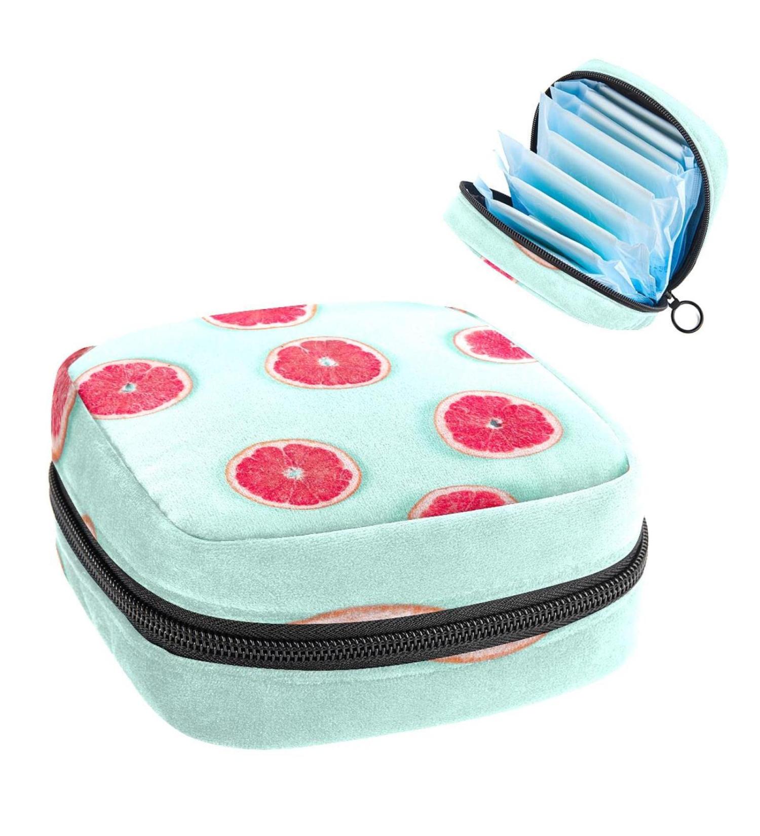 Womens Bonds Storage Pockets Stillpad Holder - Portable Period Kit Bag in Grapefruit Disc Pattern | Feminine Product Organizer for Women & Girls - Buy Online on GoSupps.com