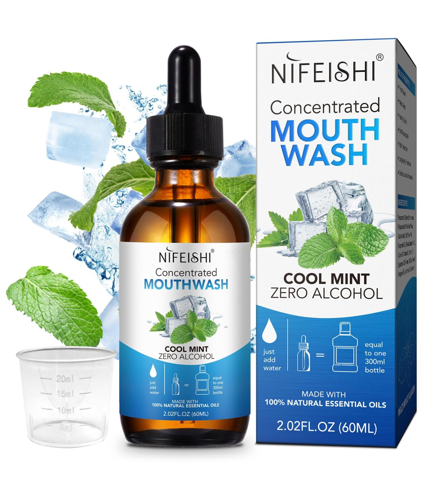 Natural Peppermint Oil Mouthwash Concentrate - 100% Pure Essential Oil Fluoride-Free 300 Uses Promotes Gum Health | 2.02fl oz - Buy Online on GoSupps.com