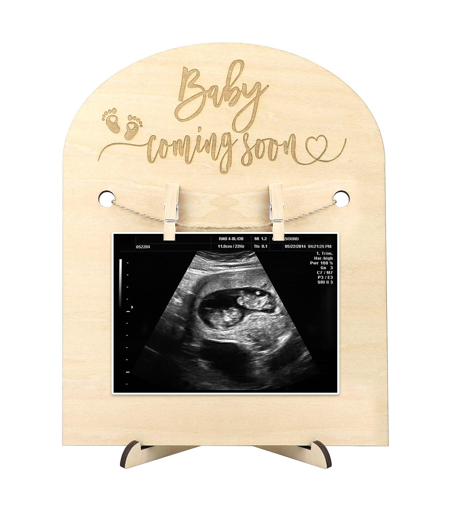 Pregnancy Announcement Sonogram Frame - Wooden Stand for Ultrasound Photo - Perfect Gift for Mother-to-be - Social Media Baby Shower Prop (Large 8'' x 10'') - Buy Online on GoSupps.com