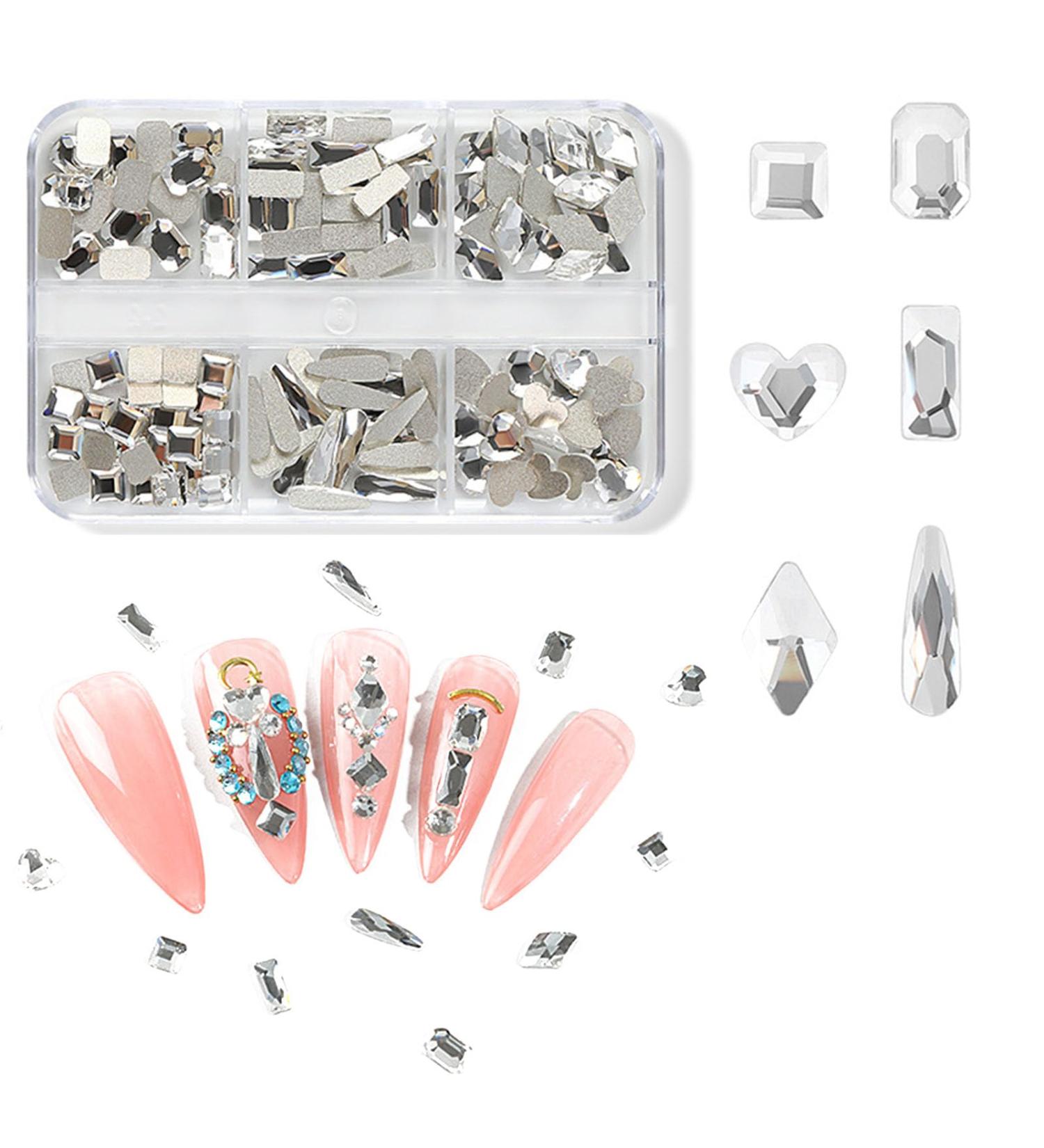 FEIlei Clear Glass Crystal Nail Rhinestones 3D Nail Gems Nail Diamond Mixed Nail Stones - Buy Online on GoSupps.com