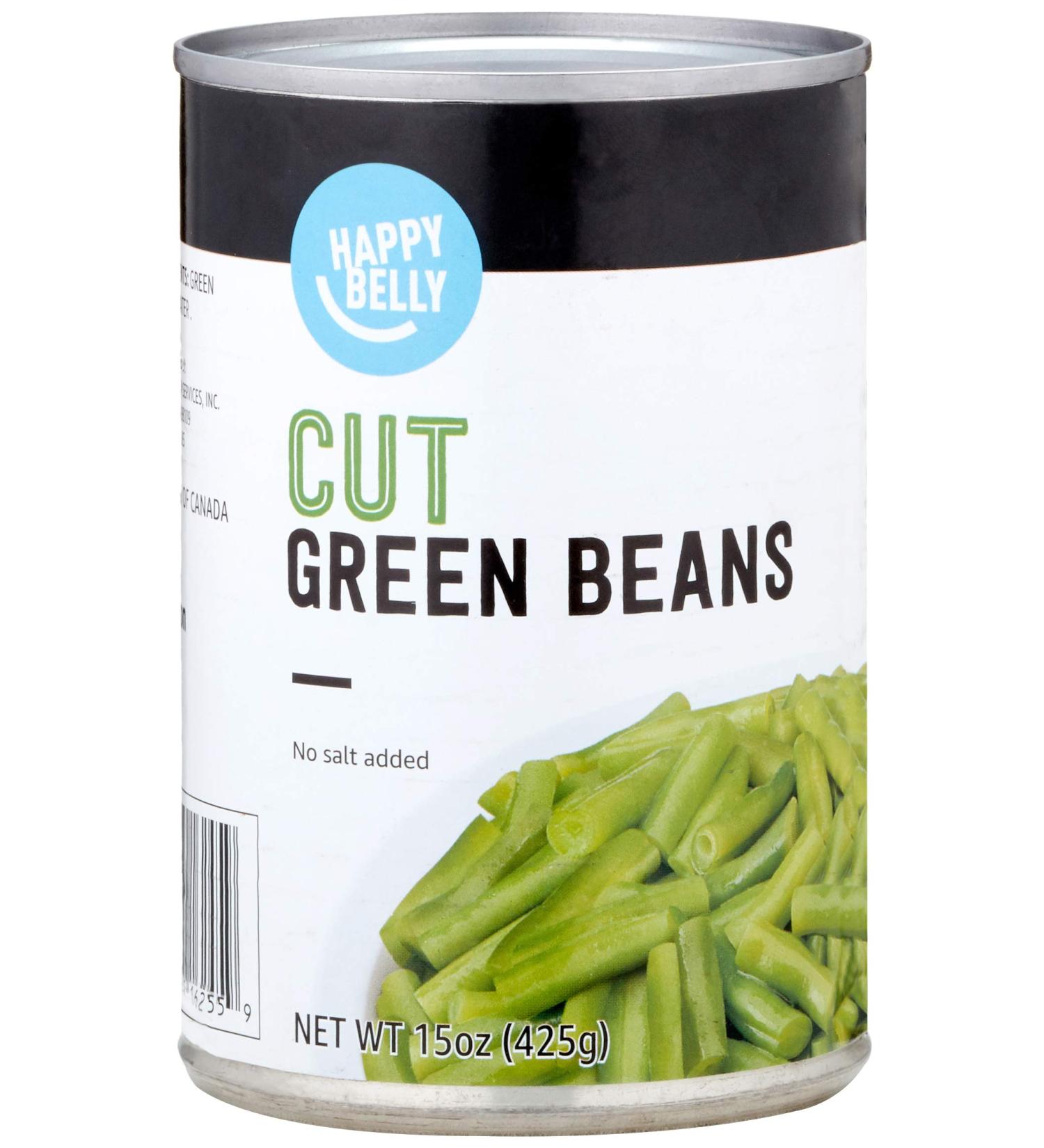 Amazon Brand - Happy Belly Cut Green Beans 15 Ounce - No Salt Added - Buy Online on GoSupps.com