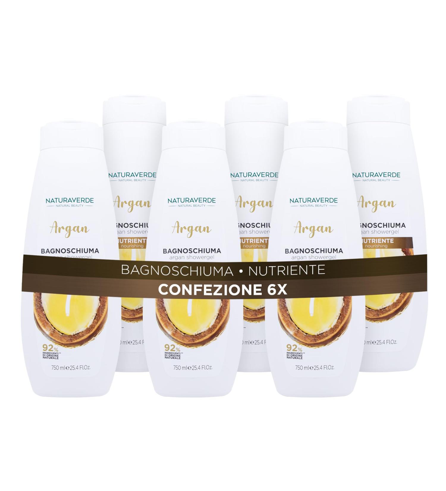  Naturaverde Naturaverde | Natural Beauty Argan Nourishing Bubble Bath Body Shower Natural Ingredients 6 x 750ml - Buy Online on GoSupps.com