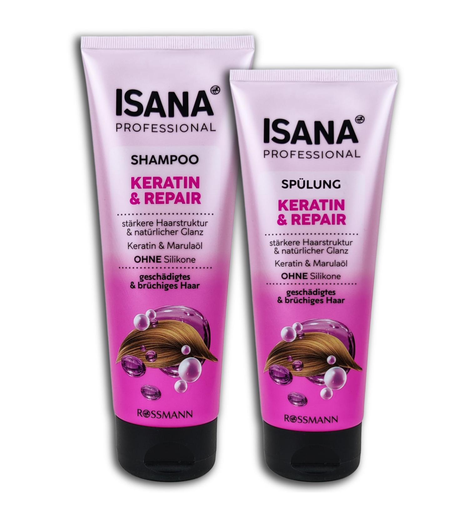 ISANA  ISANA hair care set shampoo & conditioner professional rinse keratin & repair 250 x 200 ml