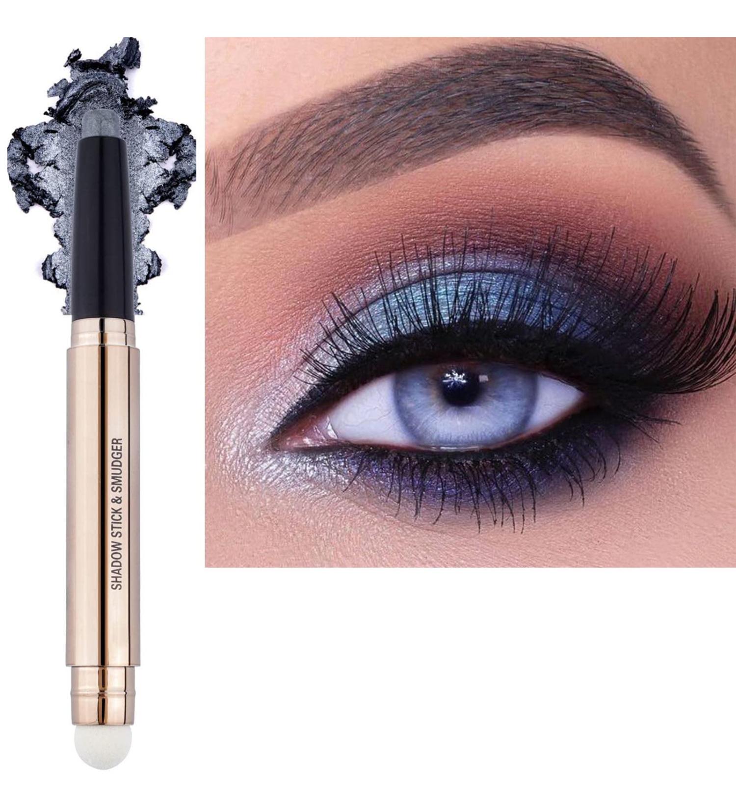 Saubzean Eyeshadow Stick - Waterproof Matte Cream Crayon with Smudger in Silver Gray Shimmer - Buy Online on GoSupps.com