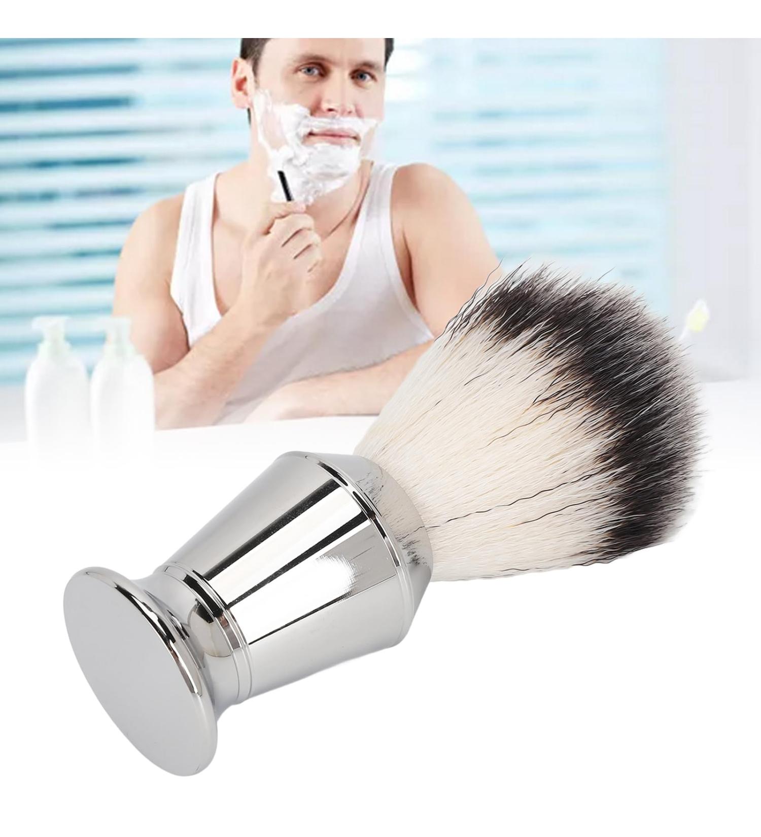 Premium Men's Shaving Brush - Fine Synthetic Bristles & Stainless Steel - Effortless Cleaning & Grooming - Buy Online on GoSupps.com