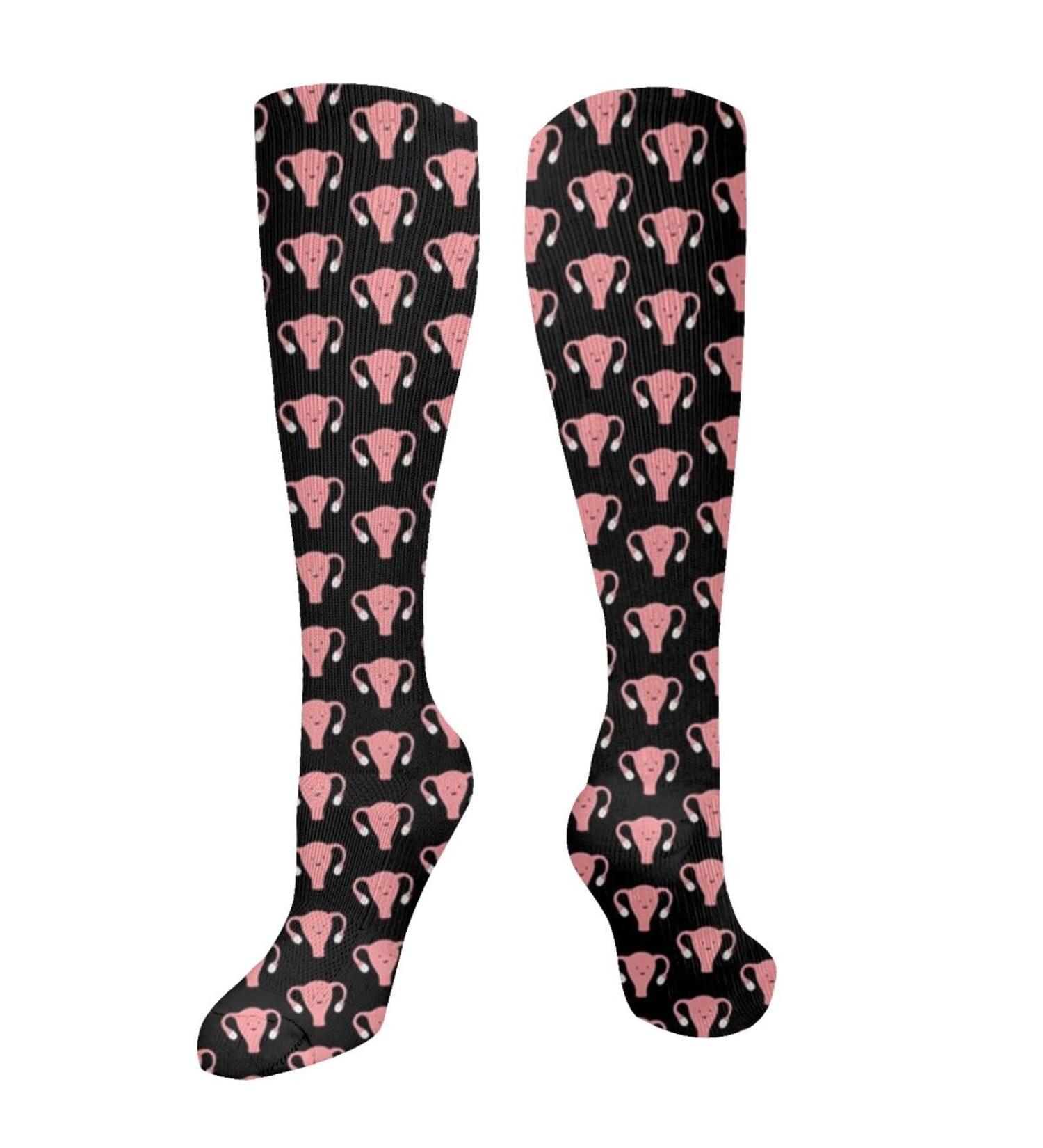 Happy Uterus Black Compression Socks for Women & Men | 15-20 mmHg Circulation Support for Running & Cycling | Standard Size 10463 - Buy Online on GoSupps.com