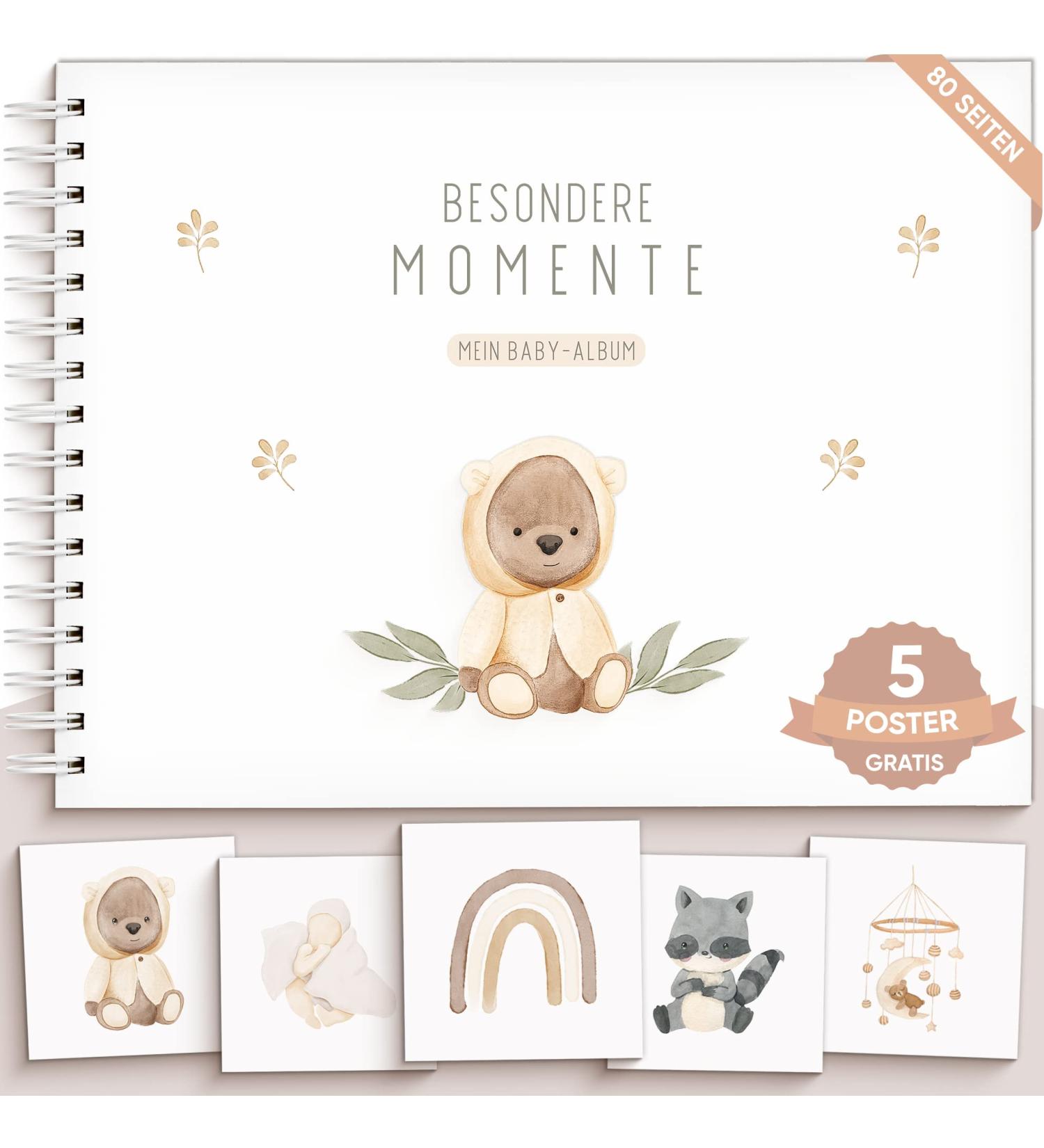 Olgs Baby Album Teddy Lou - My First Year Memory Book | Ideal Baby Book for Special Moments | A4 Photo Album & Baby Room Poster - Buy Online on GoSupps.com