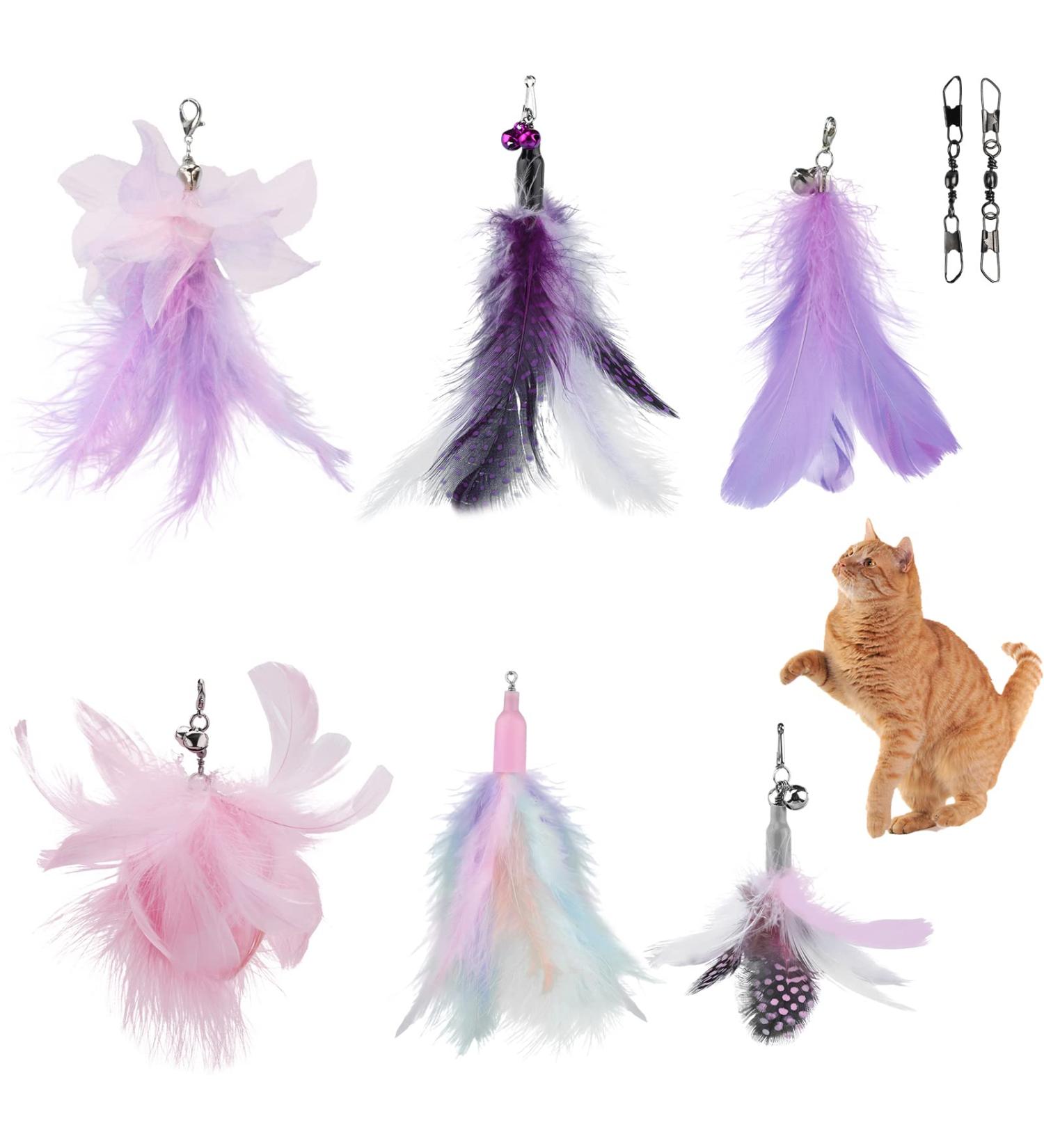 Jetczo Cat Wand Toy - Feather Replacements with Bells for Interactive Exercise - 6 Piece Set - Buy Online on GoSupps.com
